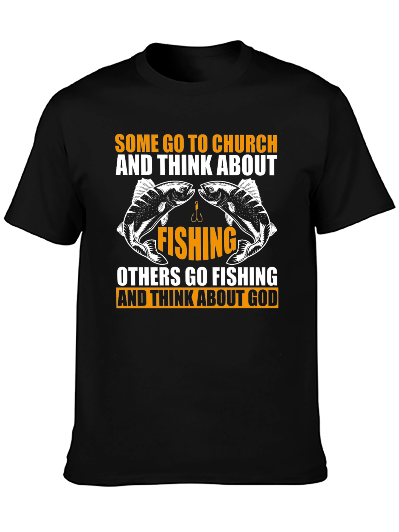 Black Fishing & God Graphic Tee - Black Cotton T-Shirt view 3