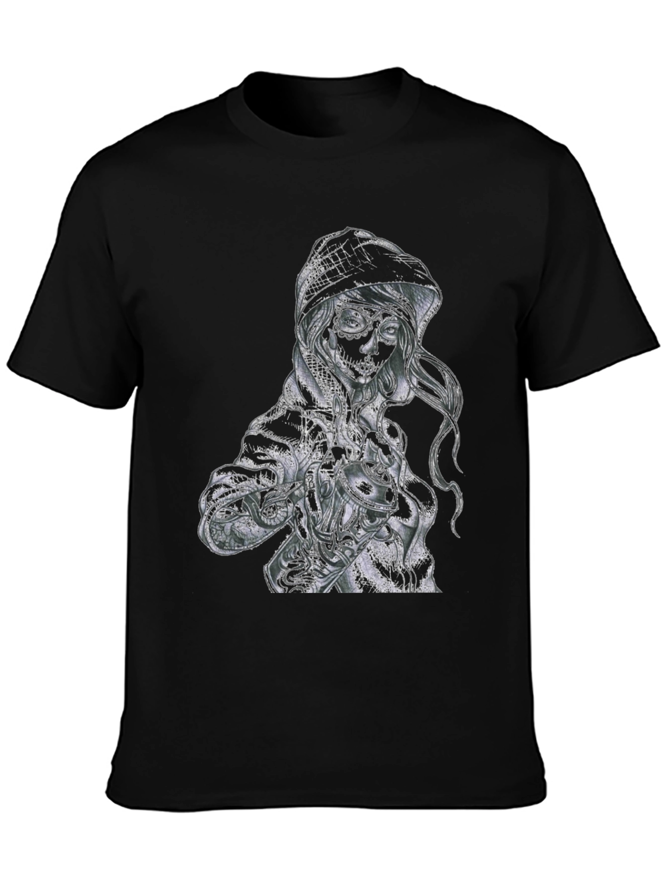 Black Sugar Skull Woman Graphic T-Shirt view 3