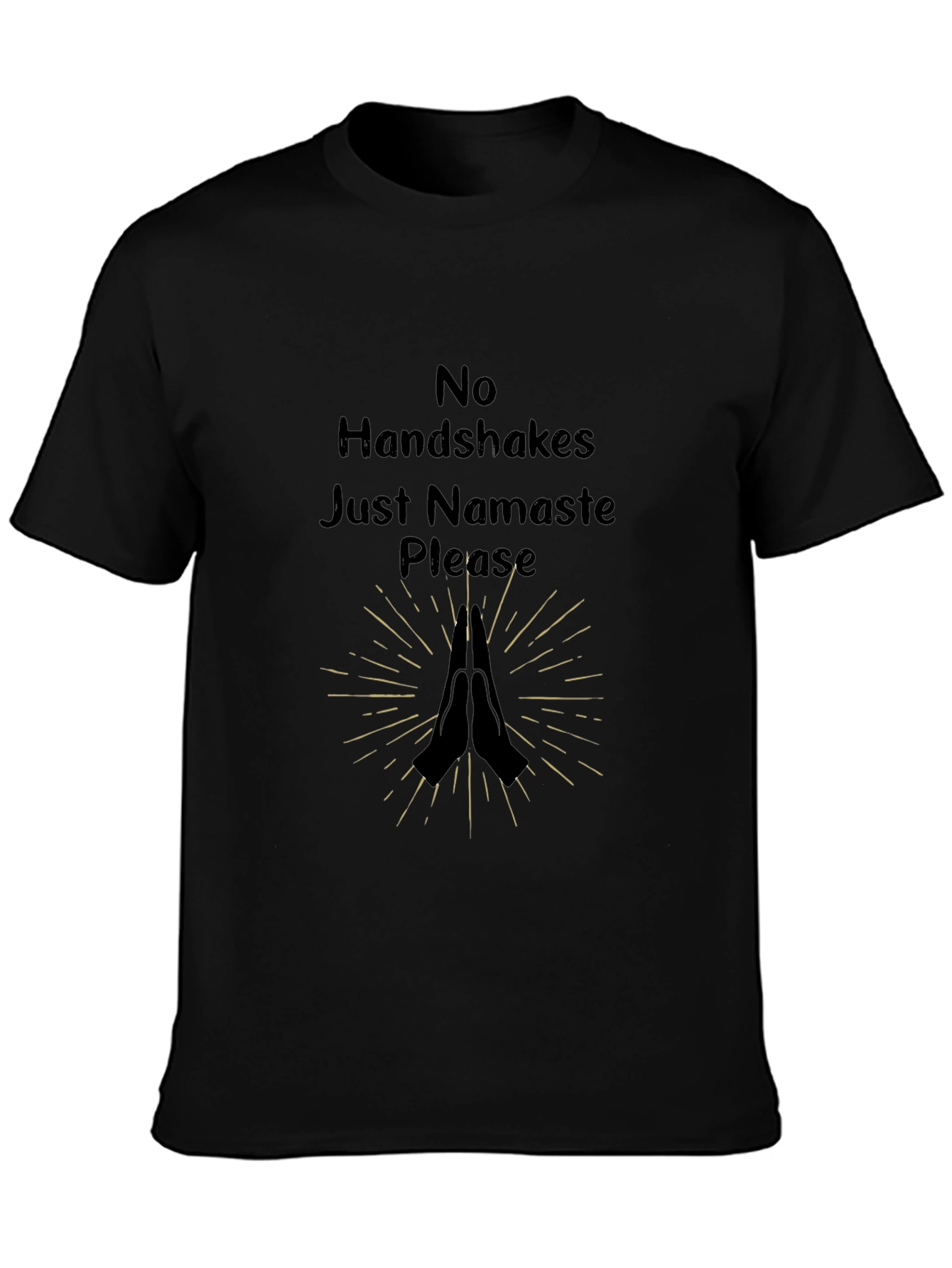 Black Namaste Please Graphic Tee - No Handshakes Shirt view 3
