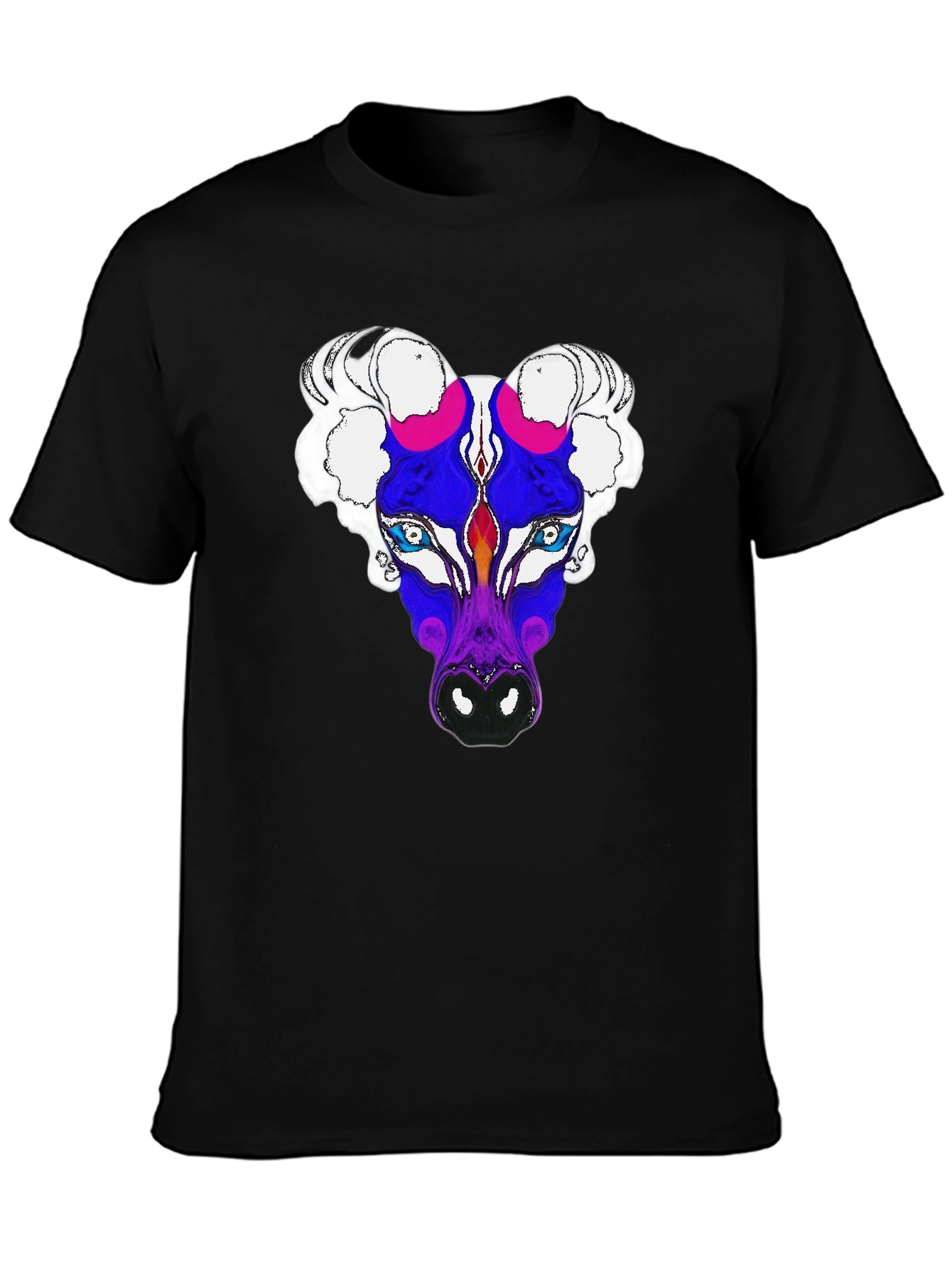 Black Abstract Bull Graphic Tee - Men's Black T-Shirt view 3