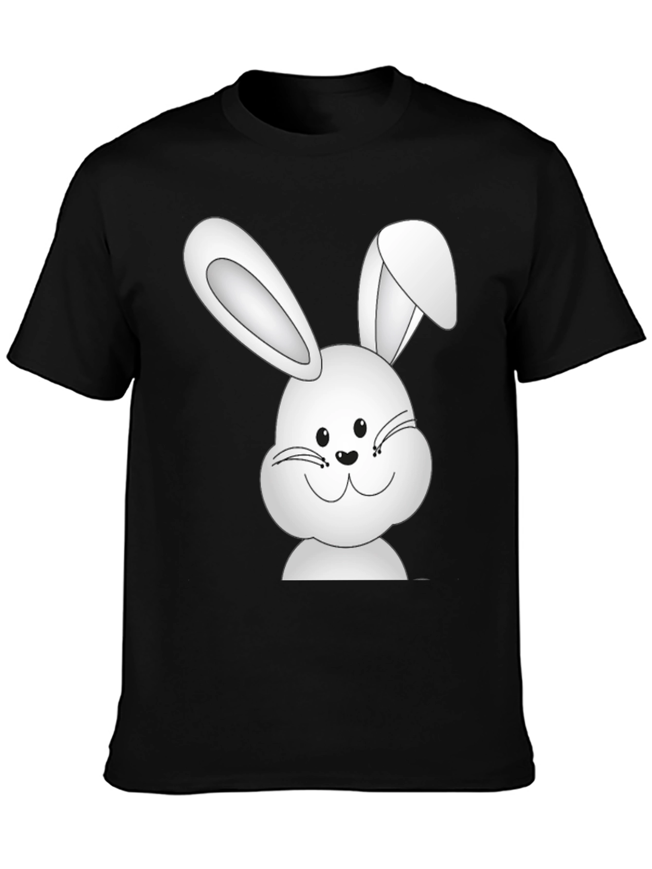 Black Black T-Shirt with Cute Bunny Design view 3