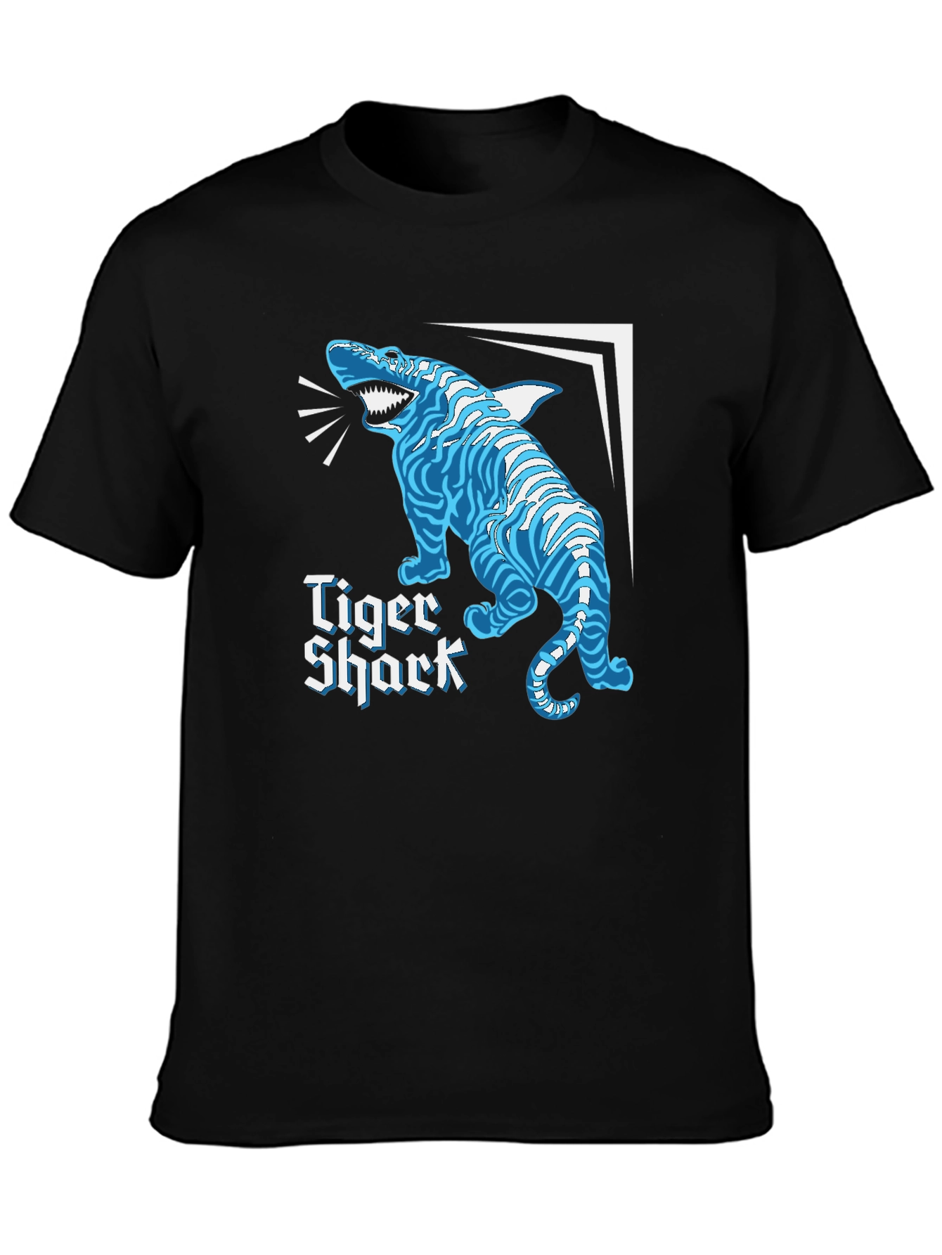 Black Tiger Shark Graphic Tee - Novelty Shirt view 3