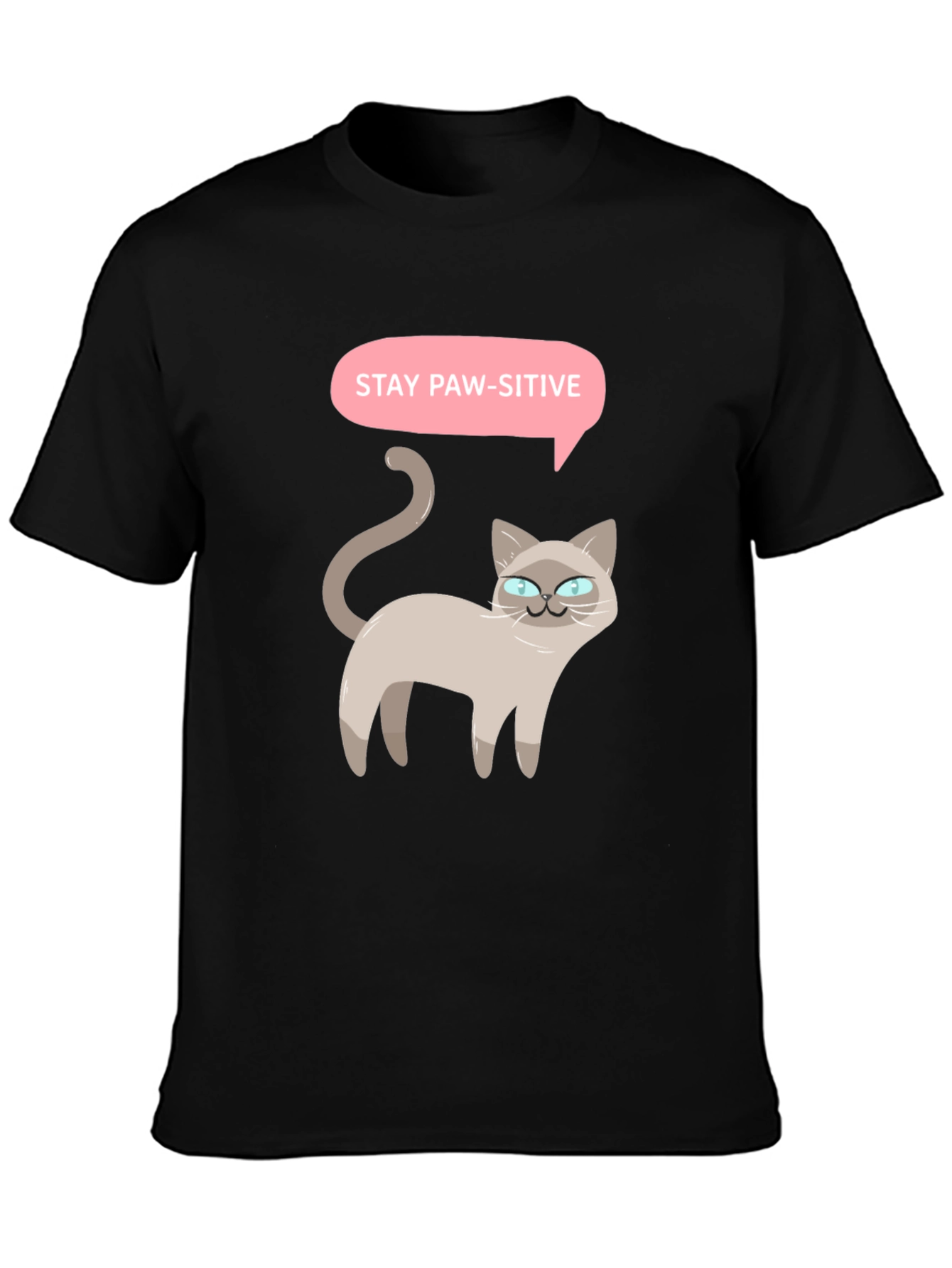 Black Stay Paw-sitive Cat Graphic T-Shirt view 3