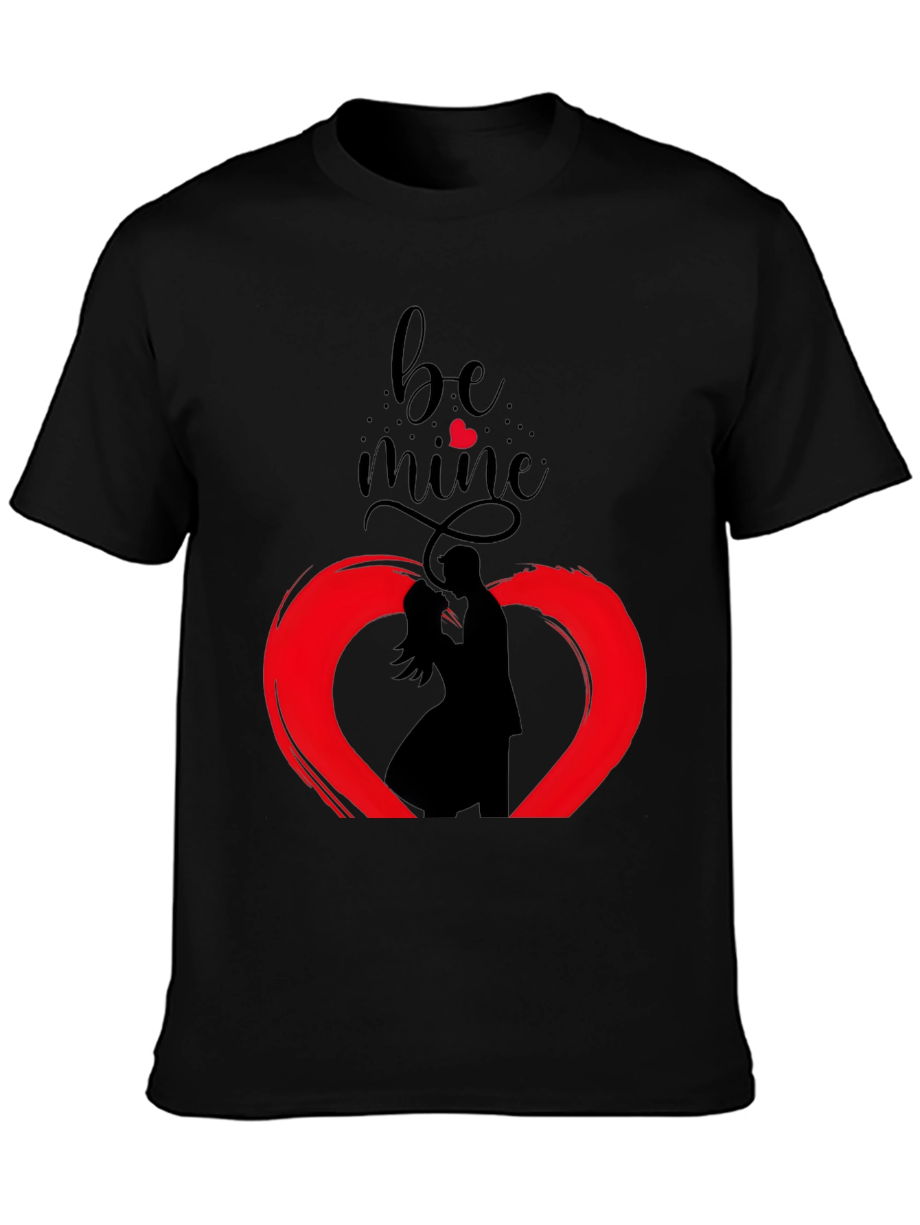 Black Be Mine Valentine's Graphic Tee - Stylish Black Cotton view 3