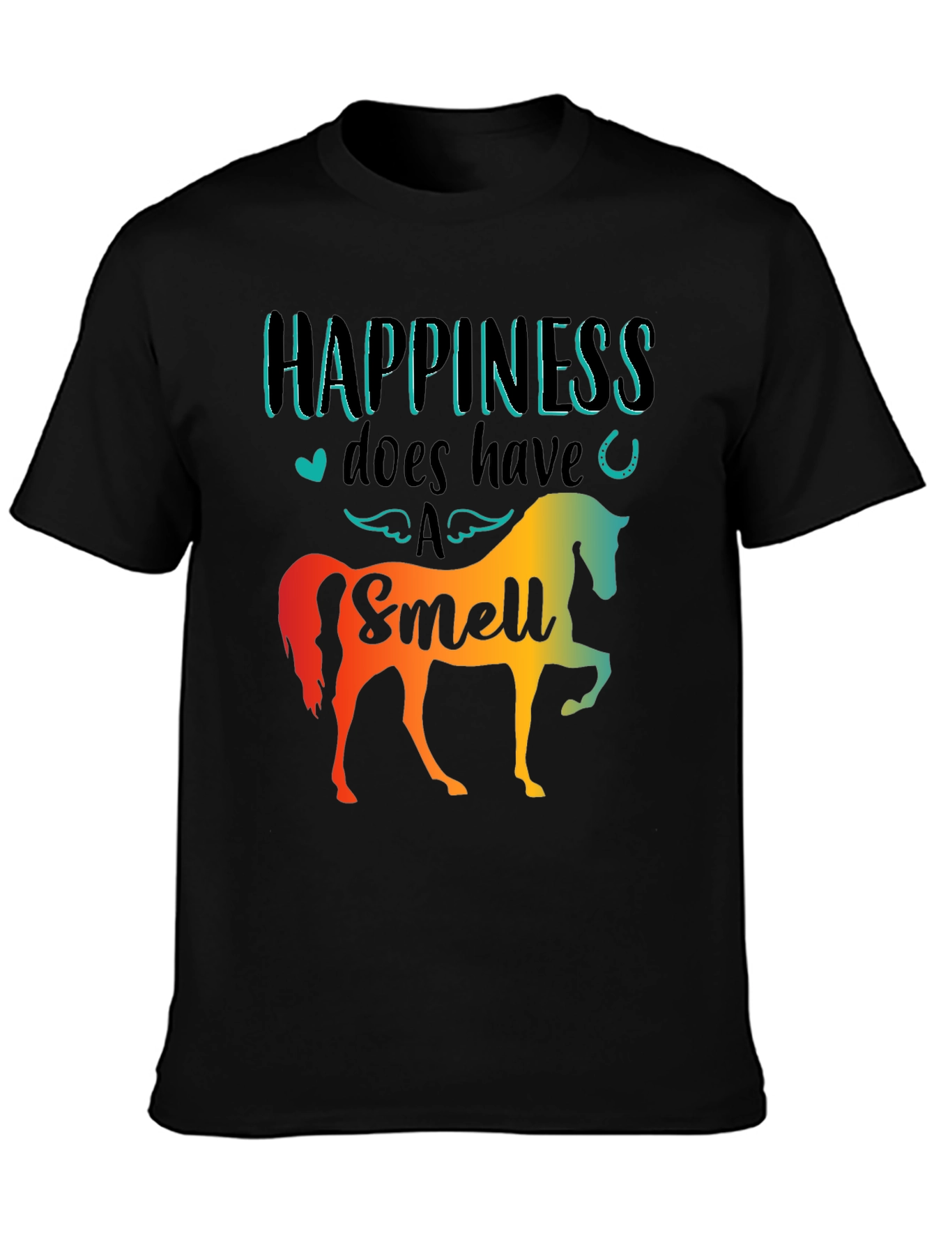 Black Happiness Has a Smell Horse T-Shirt view 3