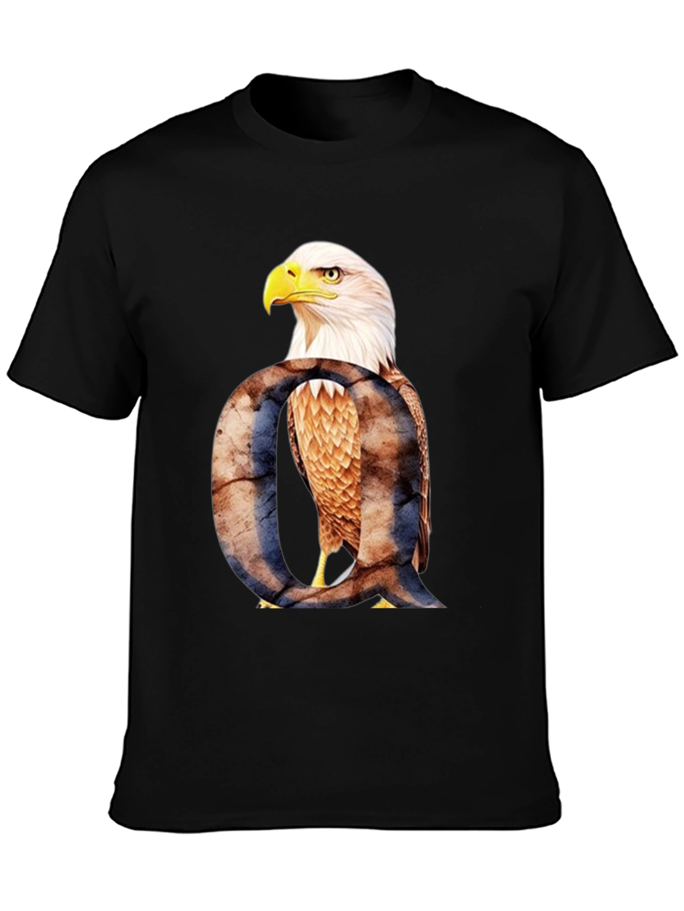 Black Eagle Letter Q Graphic T-Shirt view 3