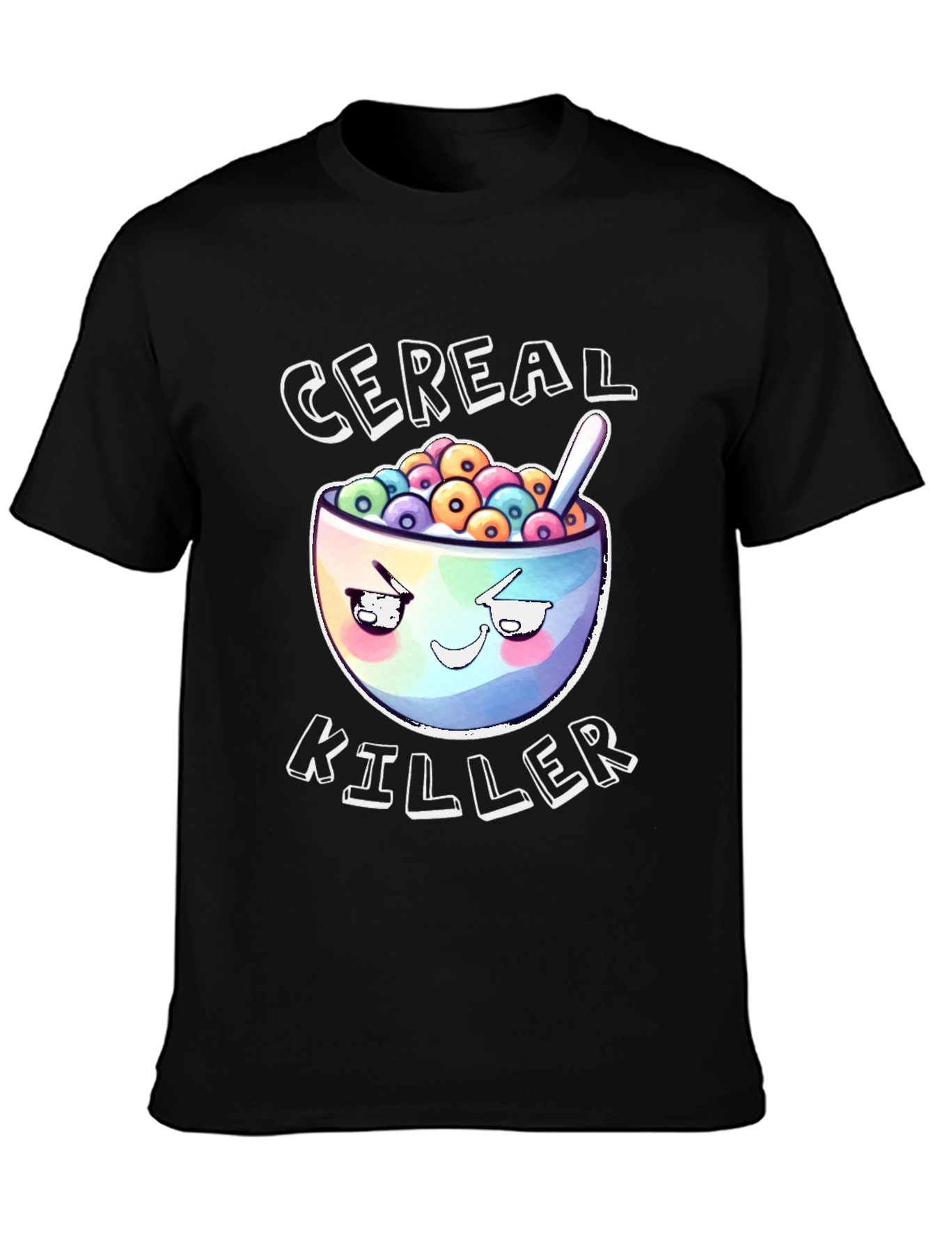 Black Cereal Killer Graphic T-Shirt - Black Cotton Tee view 3