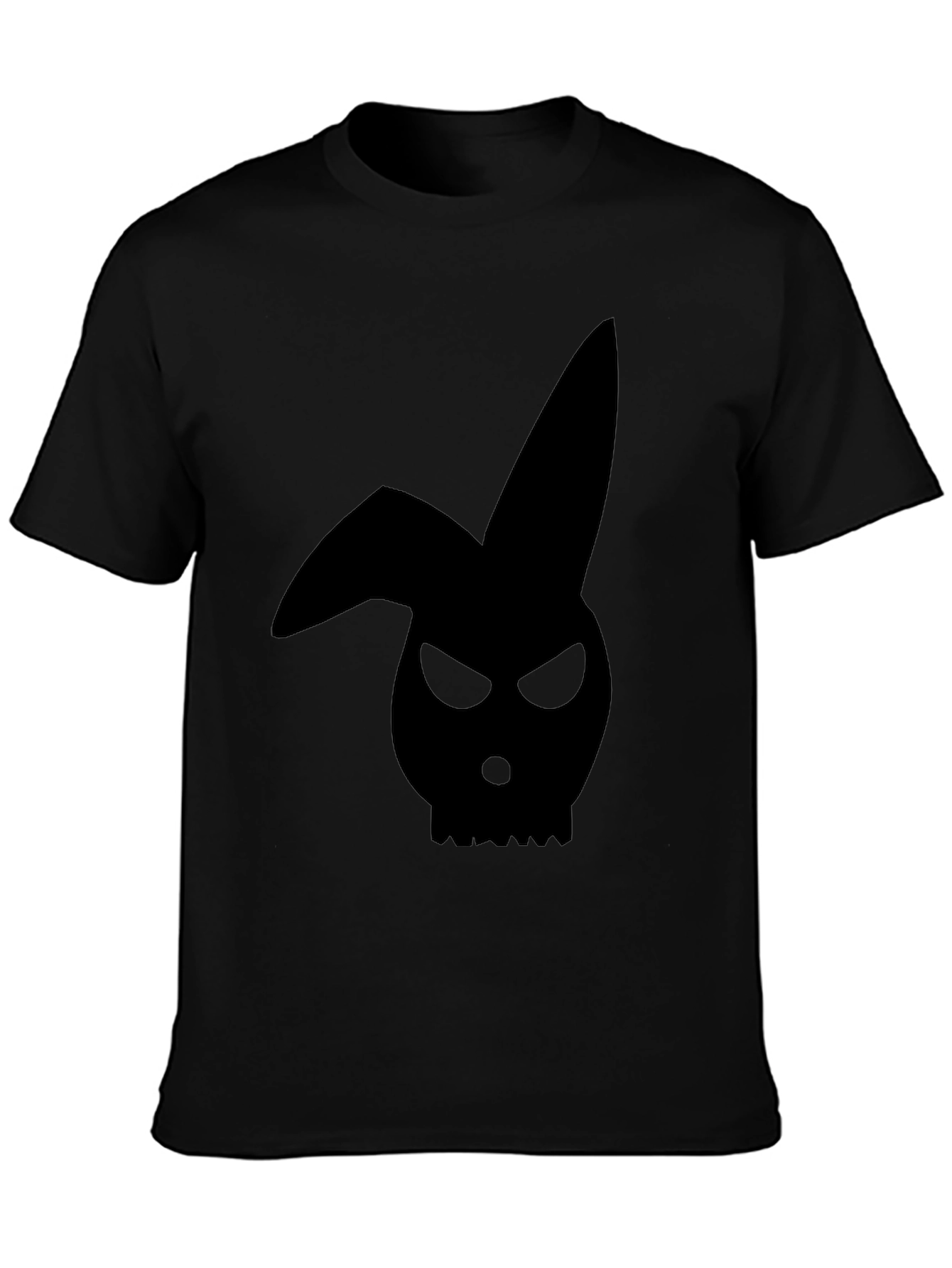 Black Men's Black Bunny Skull Graphic T-Shirt view 3