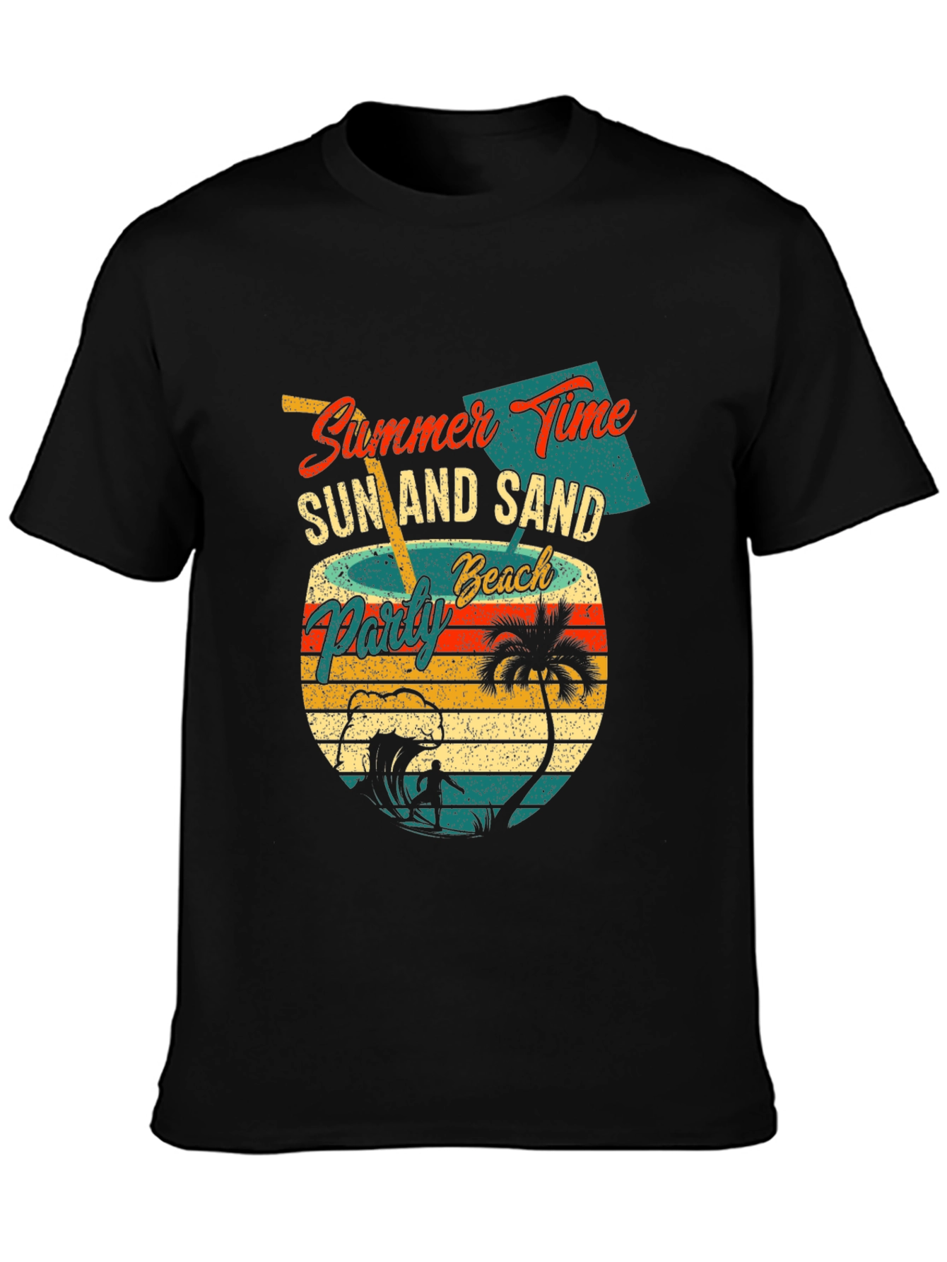 Black Summer Time Beach Party Graphic T-Shirt view 3