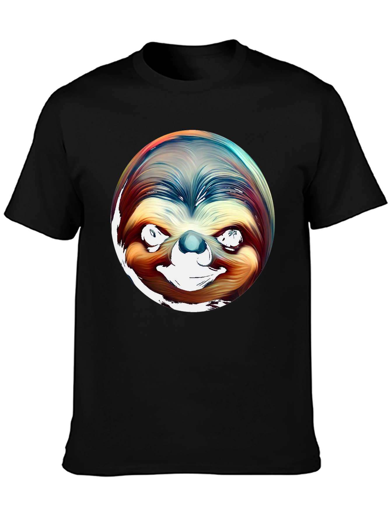 Black Sloth Graphic Tee - Men's Black Cotton T-Shirt view 3