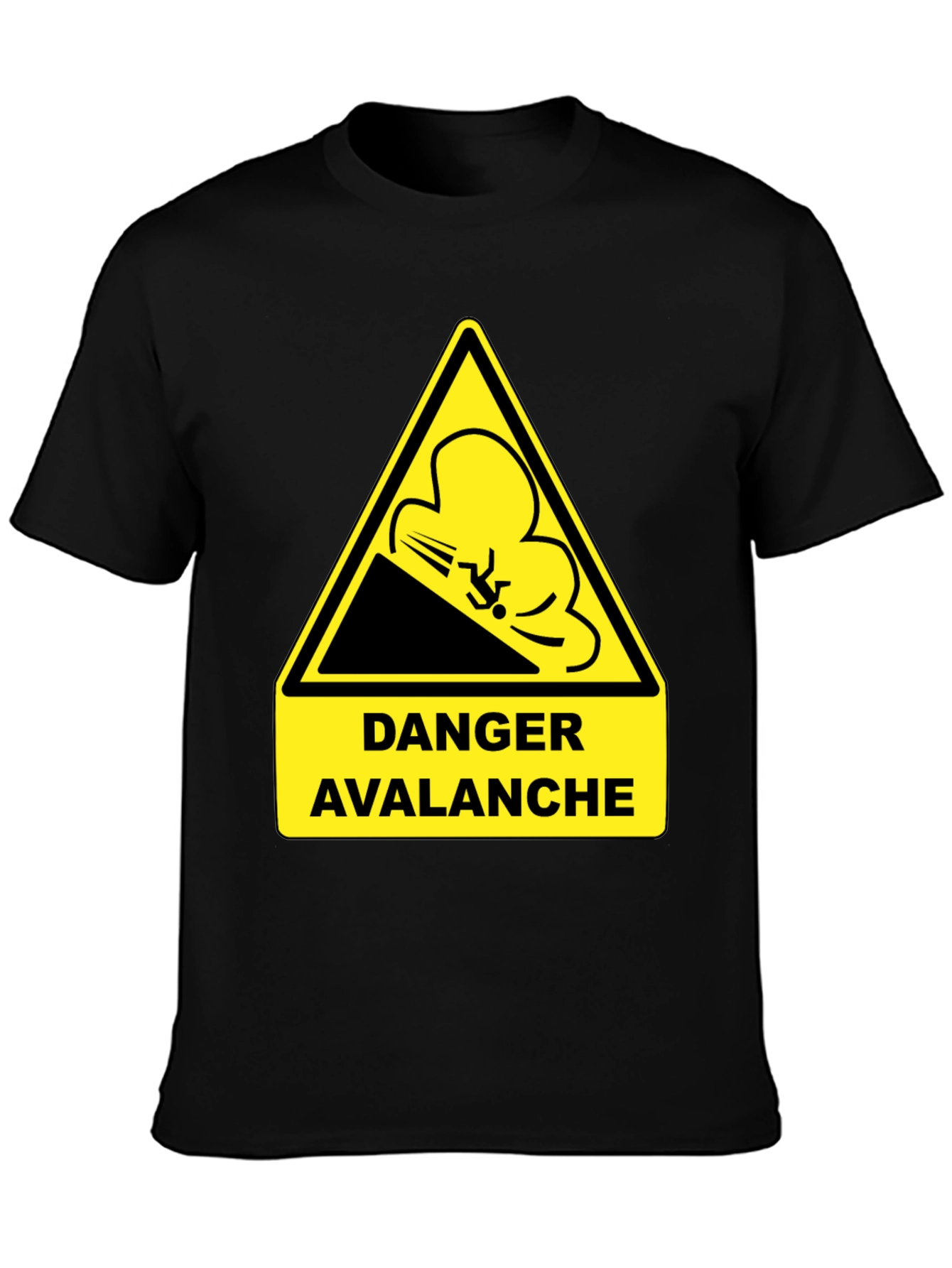Black Danger Avalanche Warning Black T-Shirt view 3