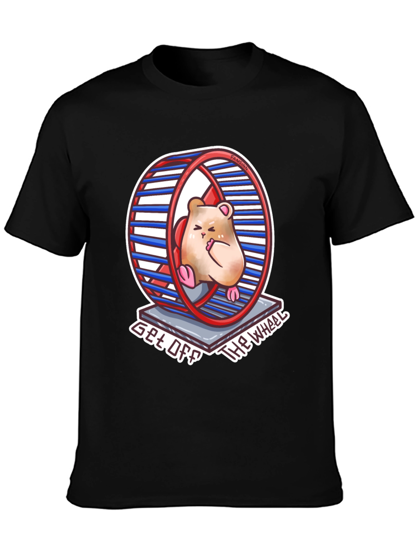 Black Hamster Wheel T-Shirt - Get Off The Wheel view 3