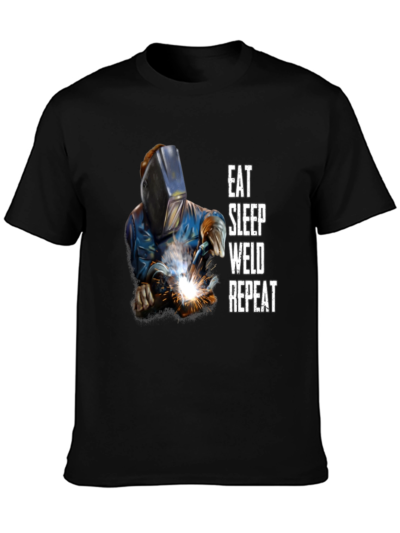 Black Eat Sleep Weld Repeat T-Shirt - Black Welding Tee view 3