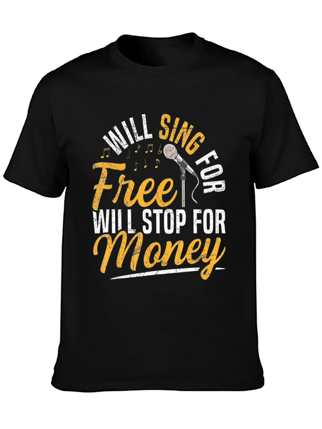 Black Will Sing for Free Men's Black T-Shirt view 3