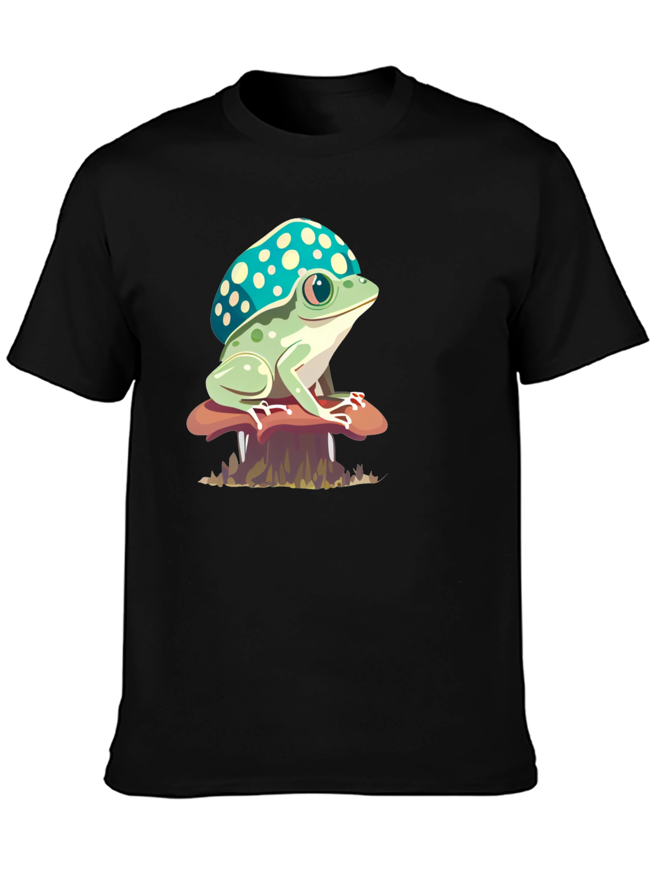 Black Frog on Mushroom Tee view 3
