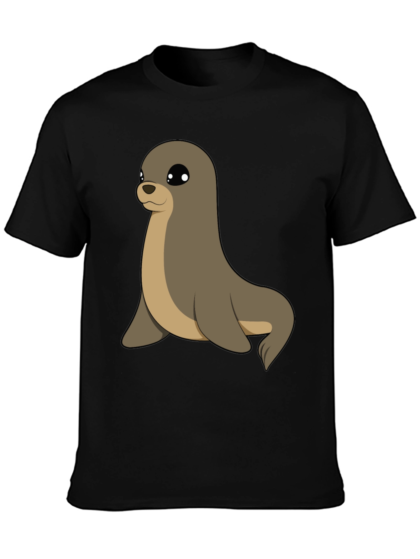 Black Cute Seal Graphic Tee - Casual Black T-Shirt view 3