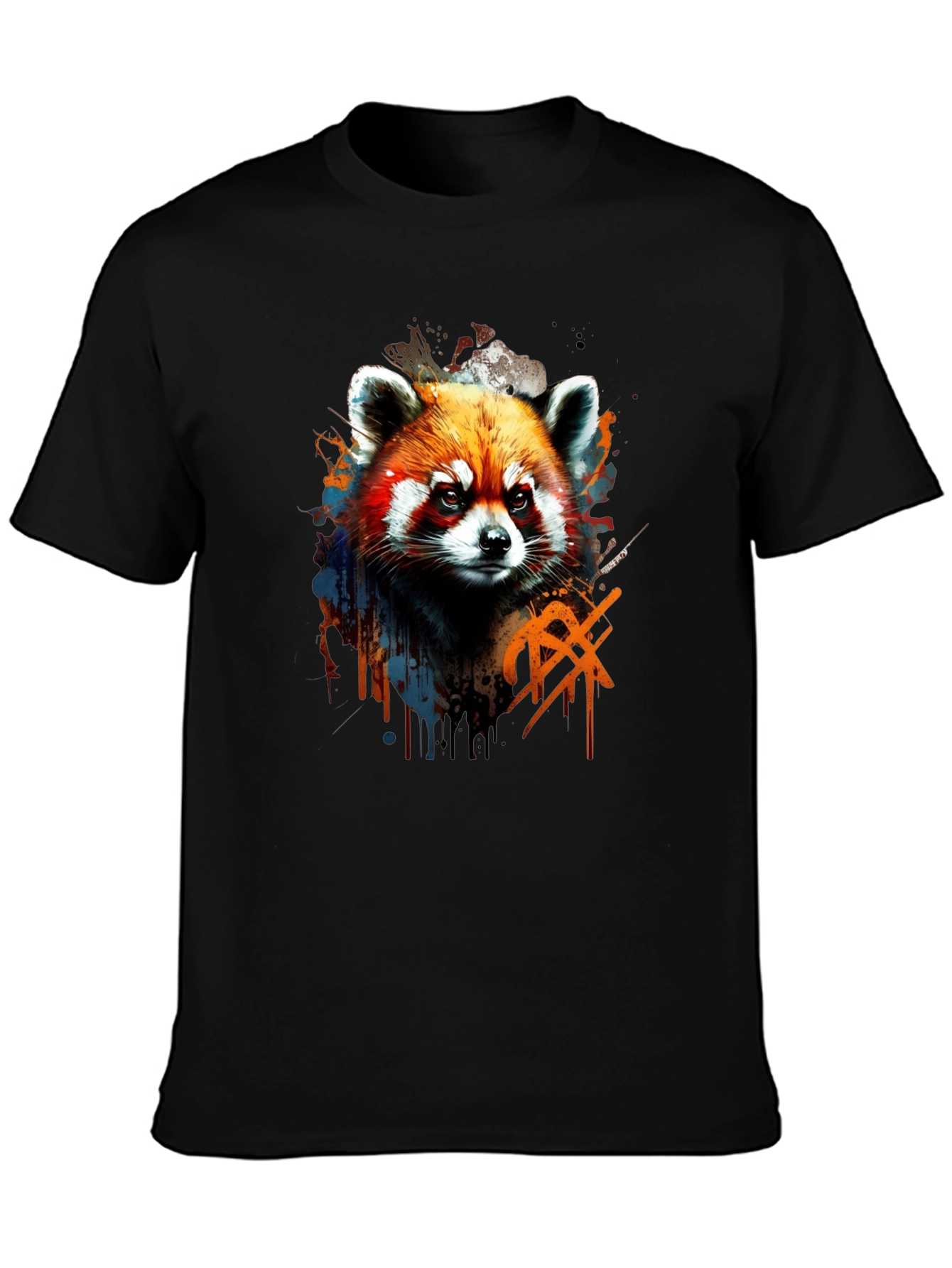 Black Red Panda Graphic Tee - Cool Animal Print Shirt view 3