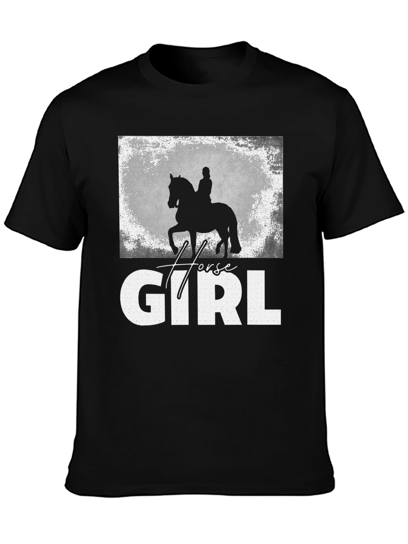 Black Horse Girl T-Shirt - Equestrian Rider Graphic Tee view 3