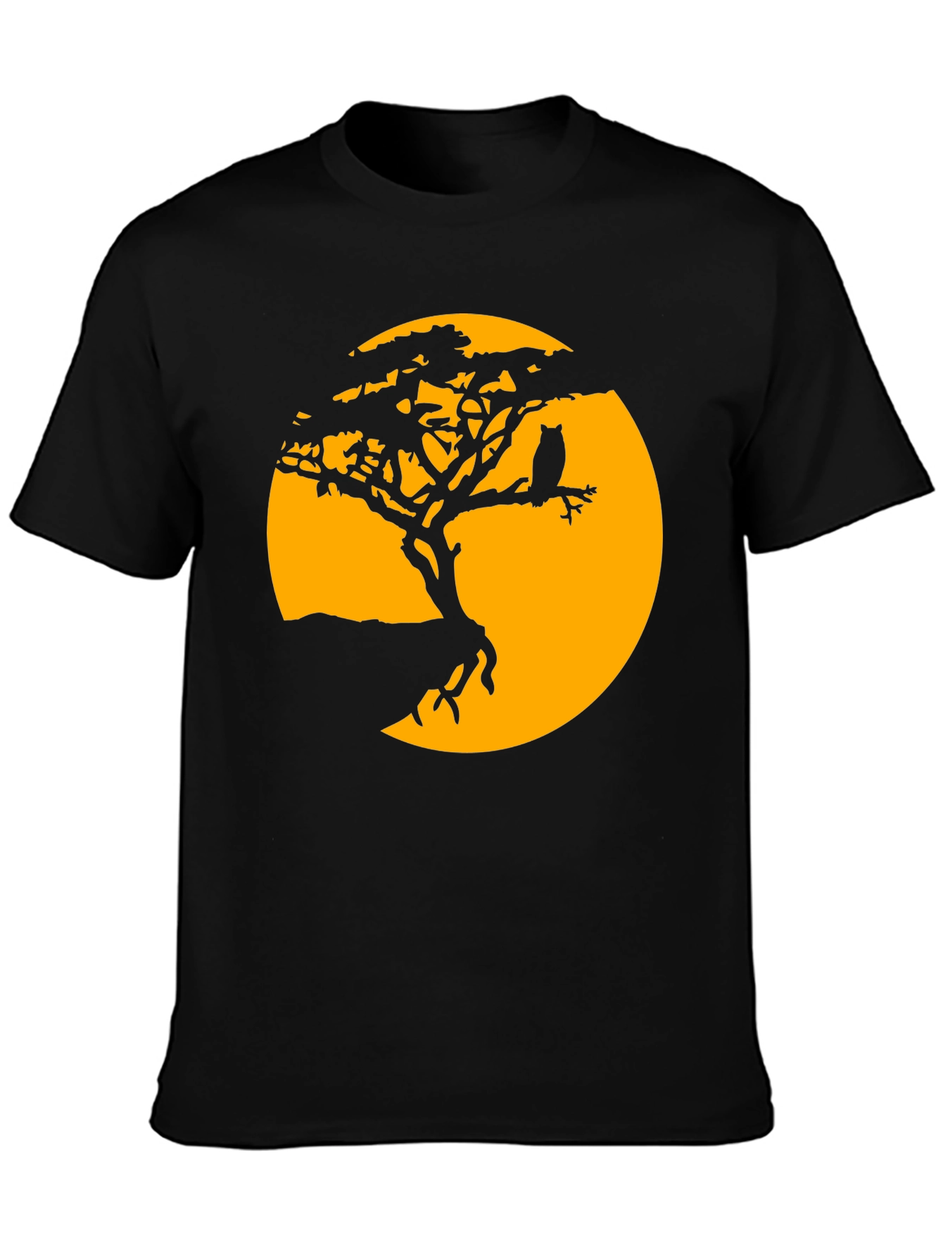 Black Owl Tree Silhouette T-Shirt - Men's Graphic Tee view 3