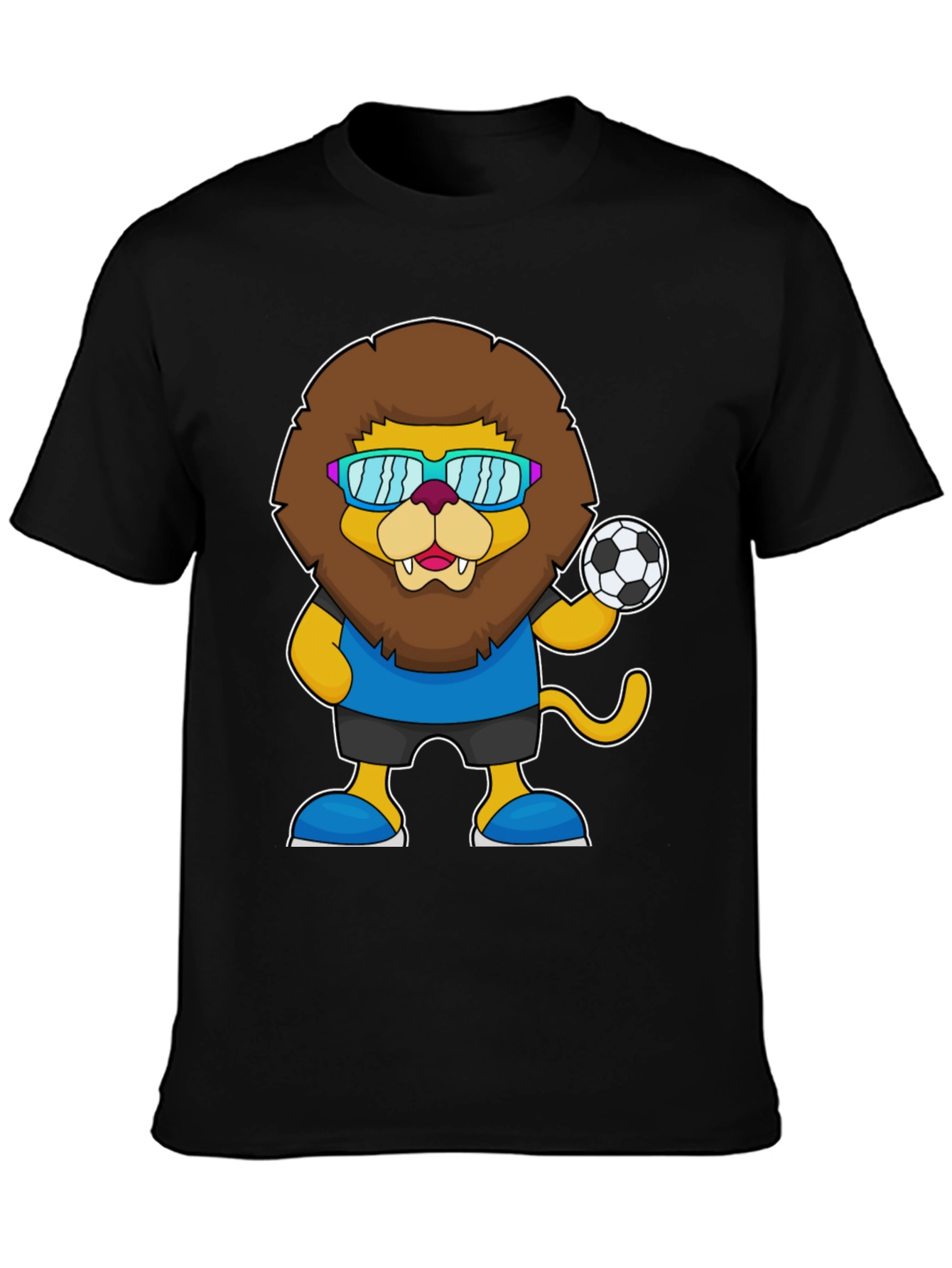 Black Lion Soccer T-Shirt - Fun Cartoon Graphic Tee view 3