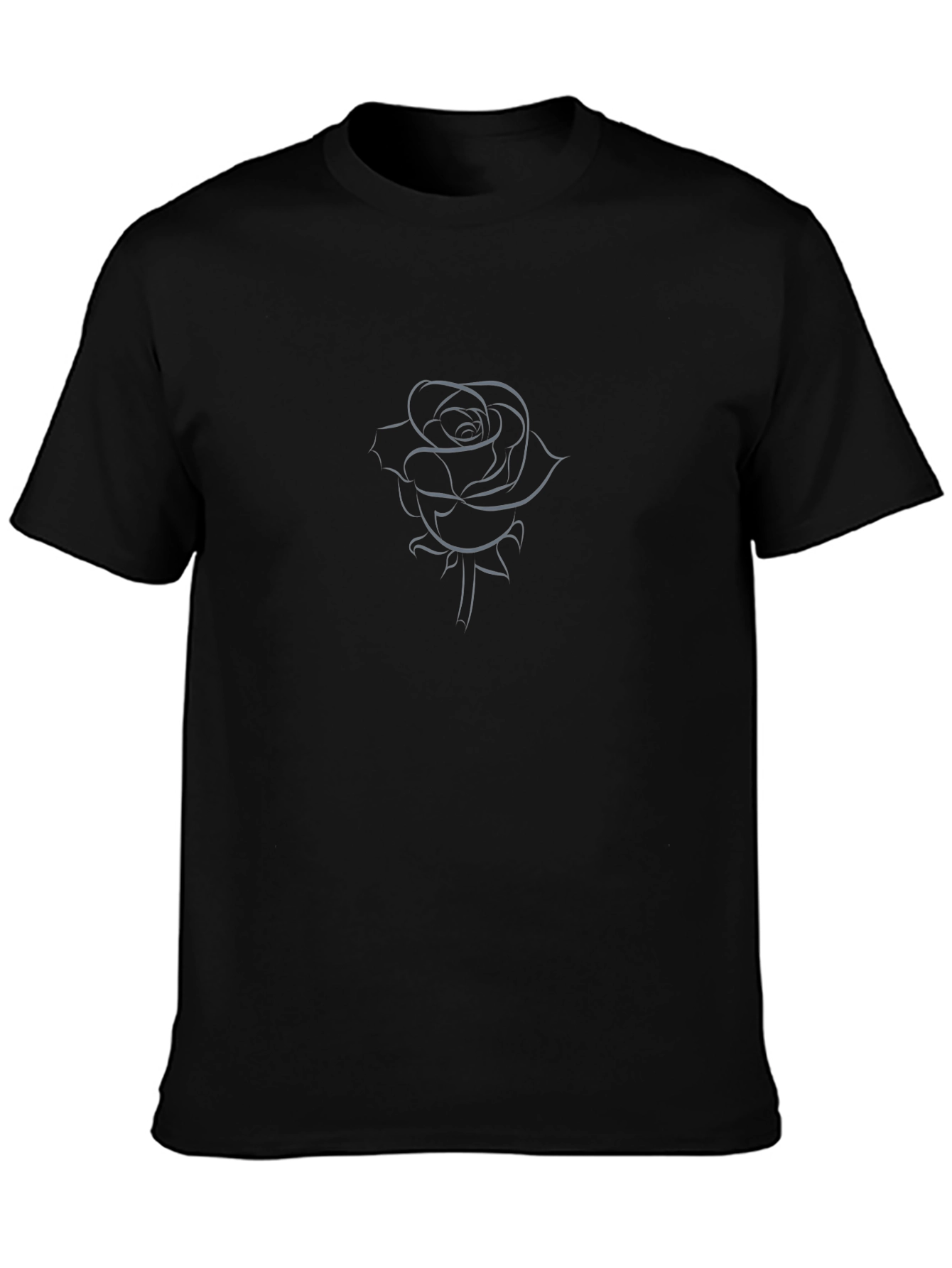 Black Black T-Shirt with Rose Design view 3