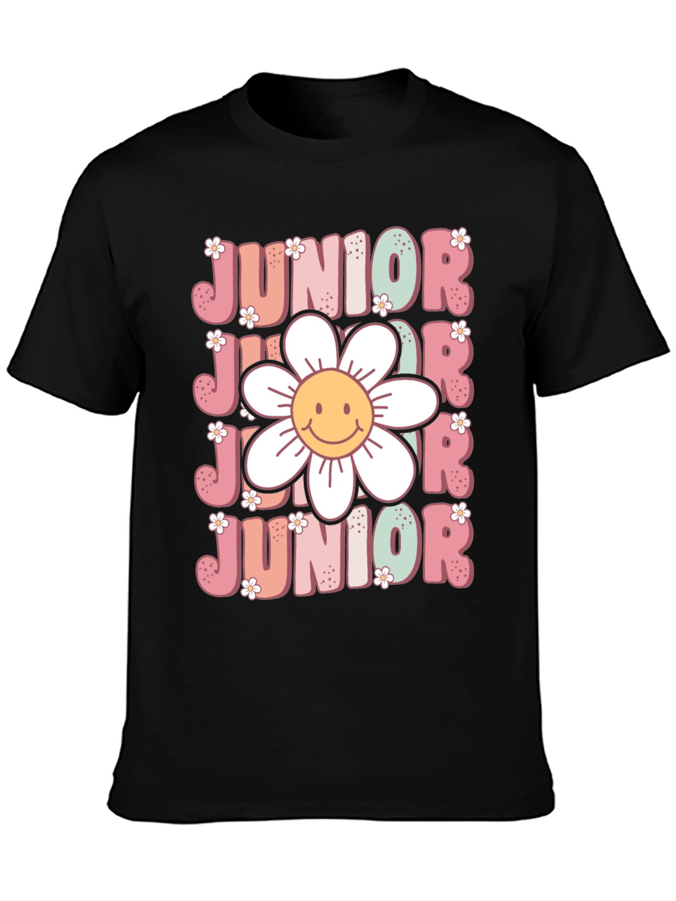 Black Junior Smiley Face T-Shirt view 3