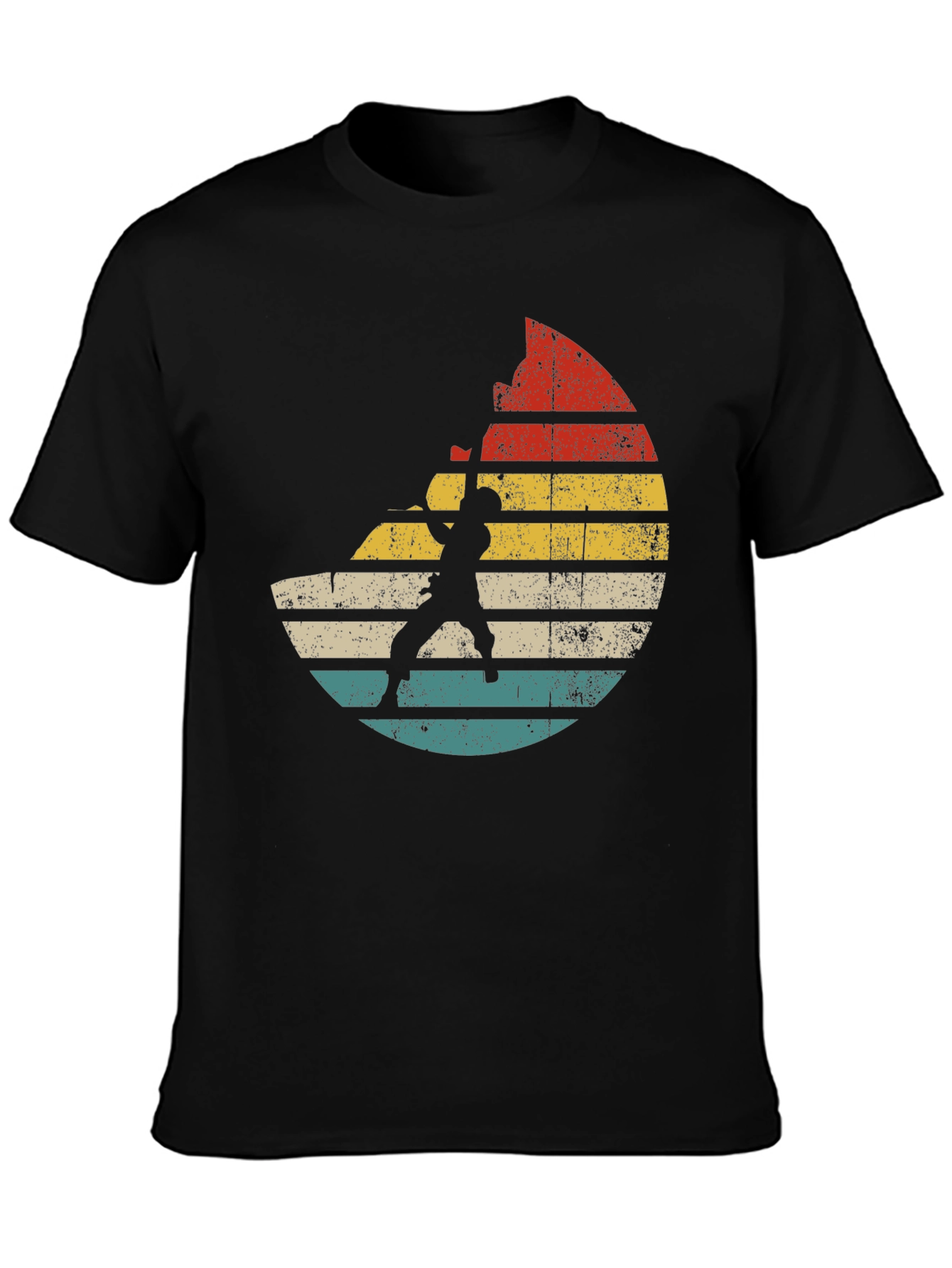 Black Vintage Climbing Sunset Graphic Tee view 3