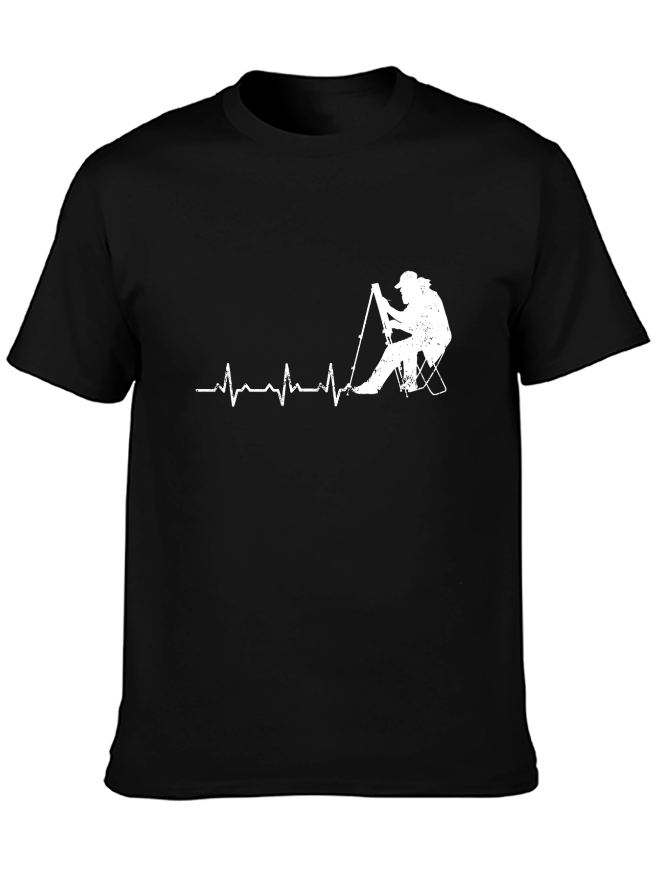 Black Fishing Heartbeat Graphic T-Shirt - Black view 3