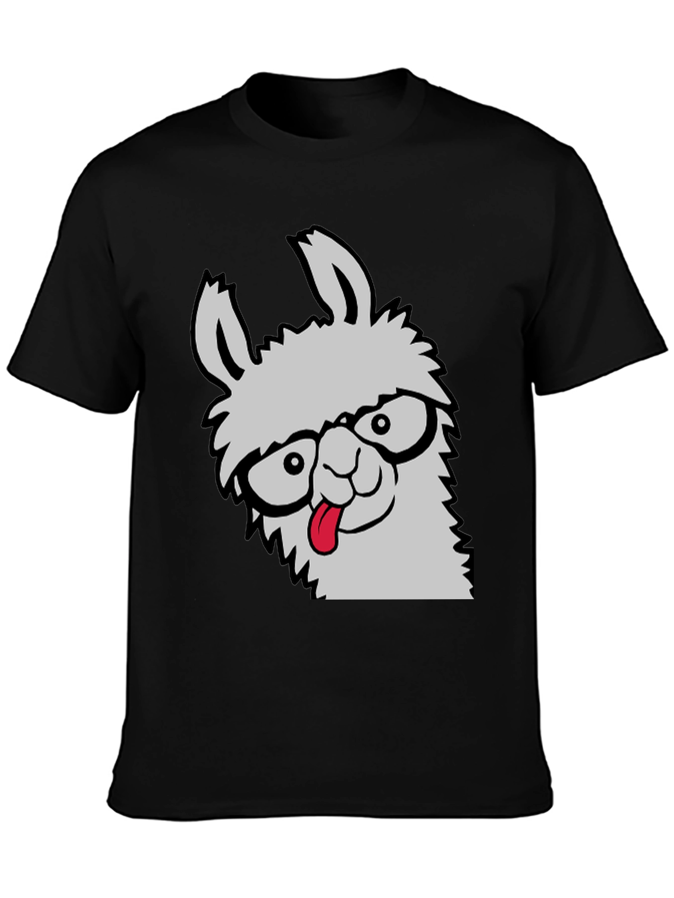 Black Llama Geek Graphic T-Shirt - Funny Animal Tee view 3