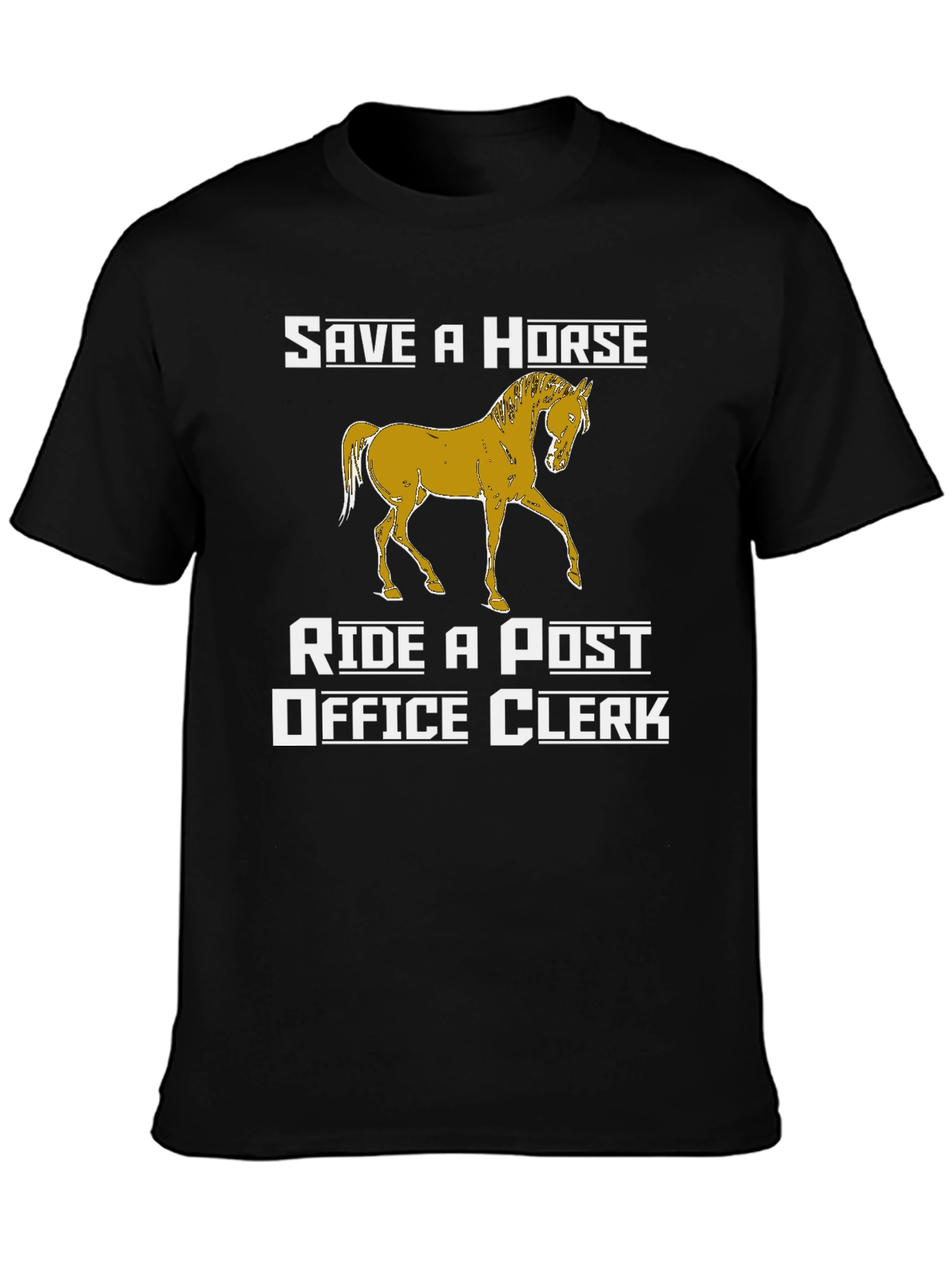Black Save a Horse Ride a Post Office Clerk Graphic T-Shirt view 3