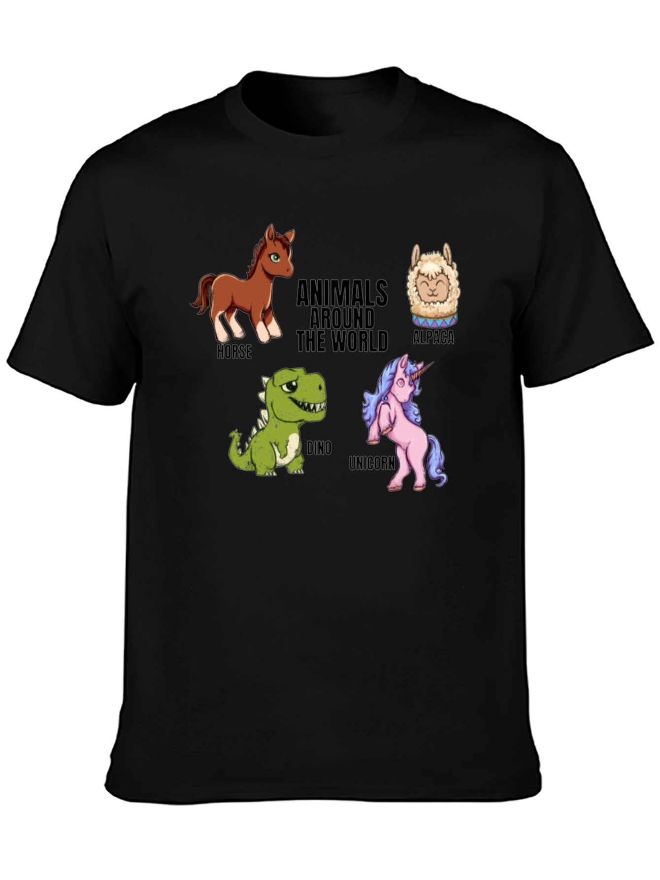 Black Animals Around The World Graphic Tee view 3