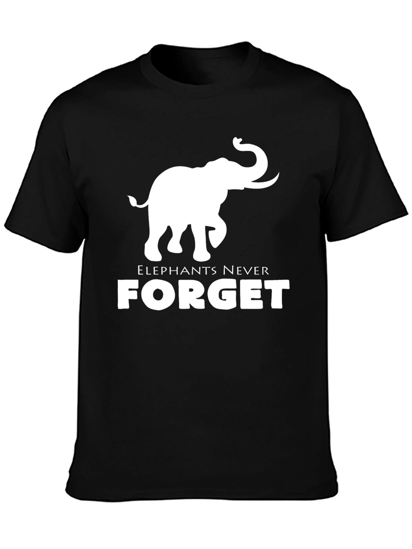 Black Elephant Never Forget Black Graphic Tee view 3