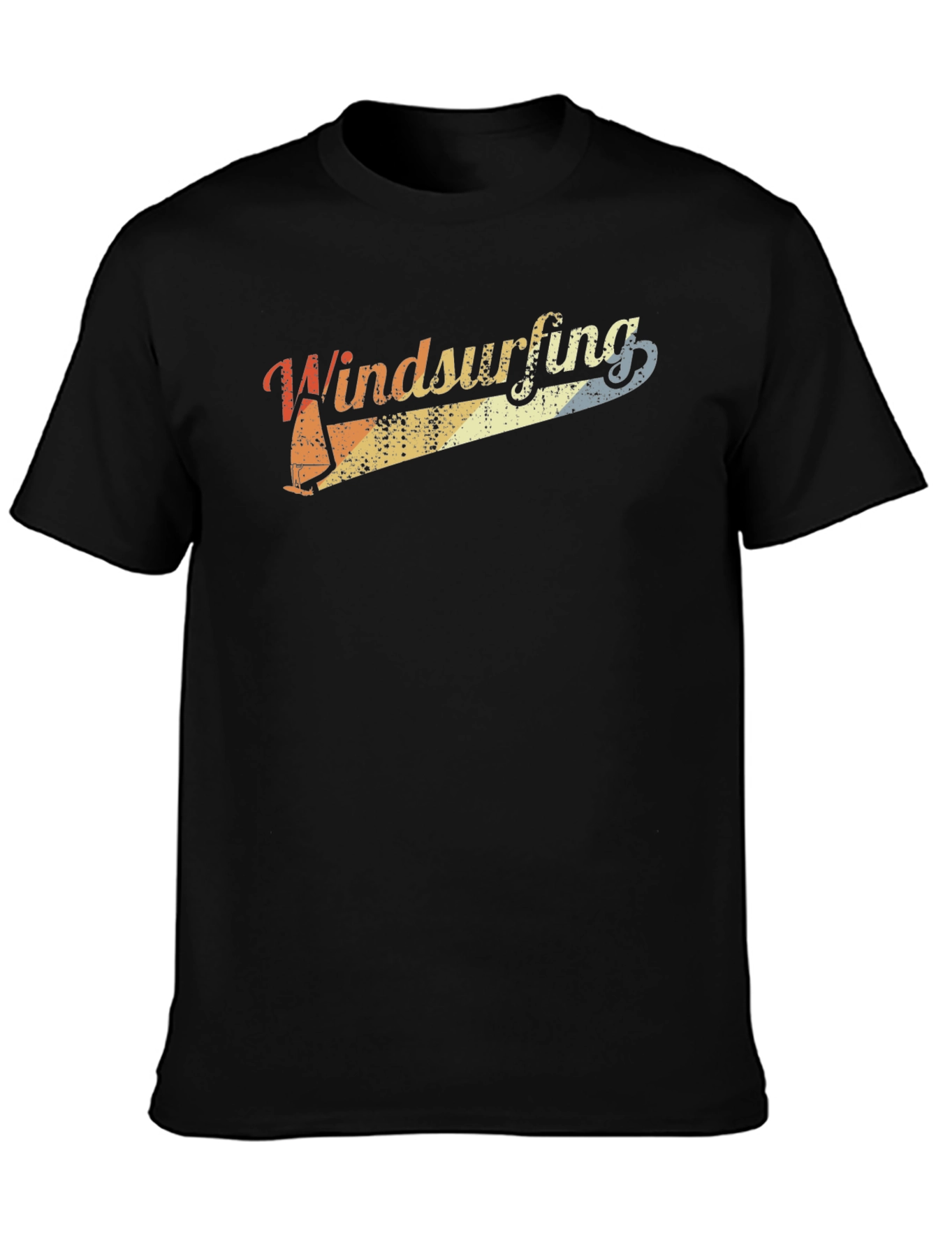 Black Retro Windsurfing T-Shirt - Vintage Style Tee view 3
