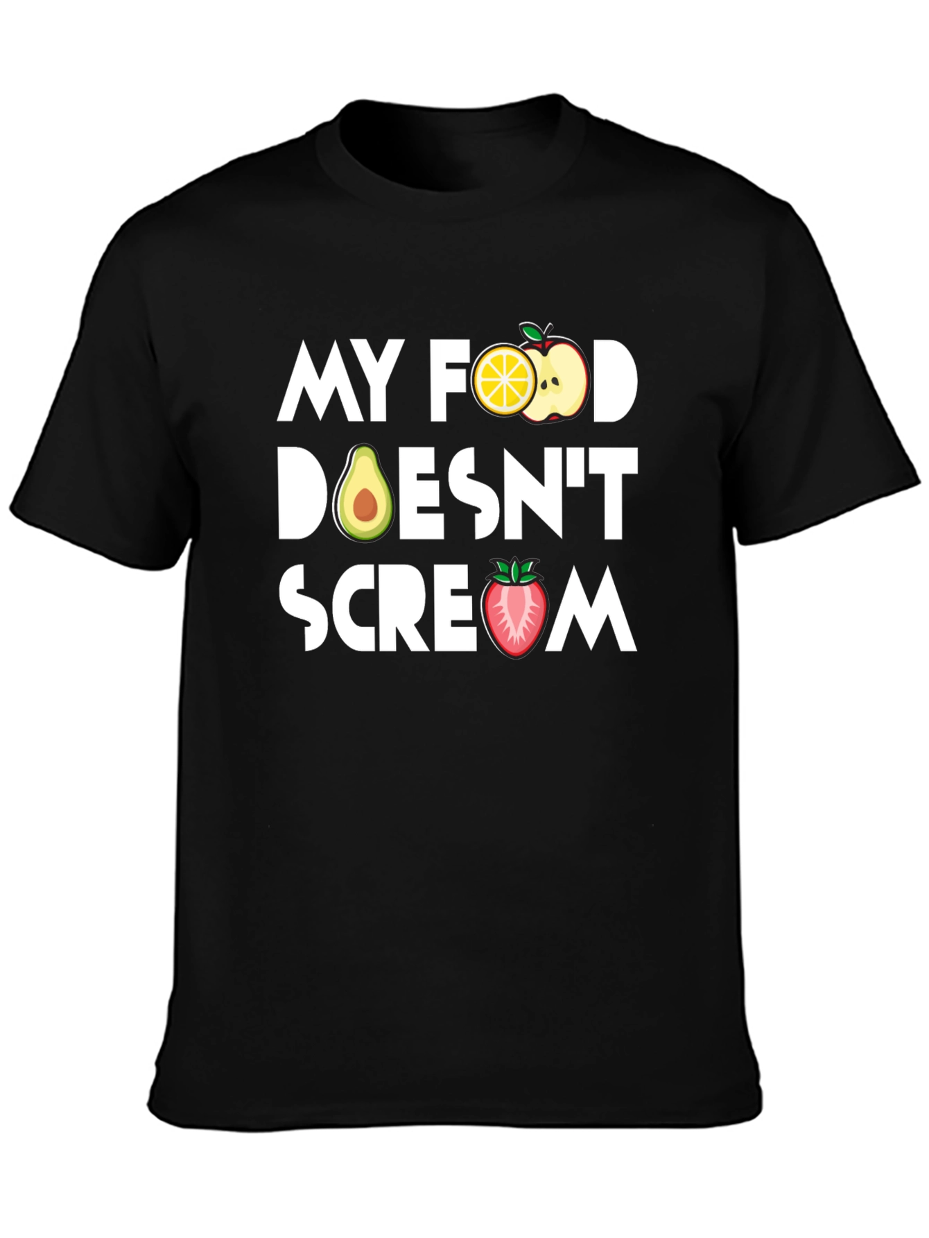 Black Vegan T-Shirt - My Food Doesn't Scream view 3
