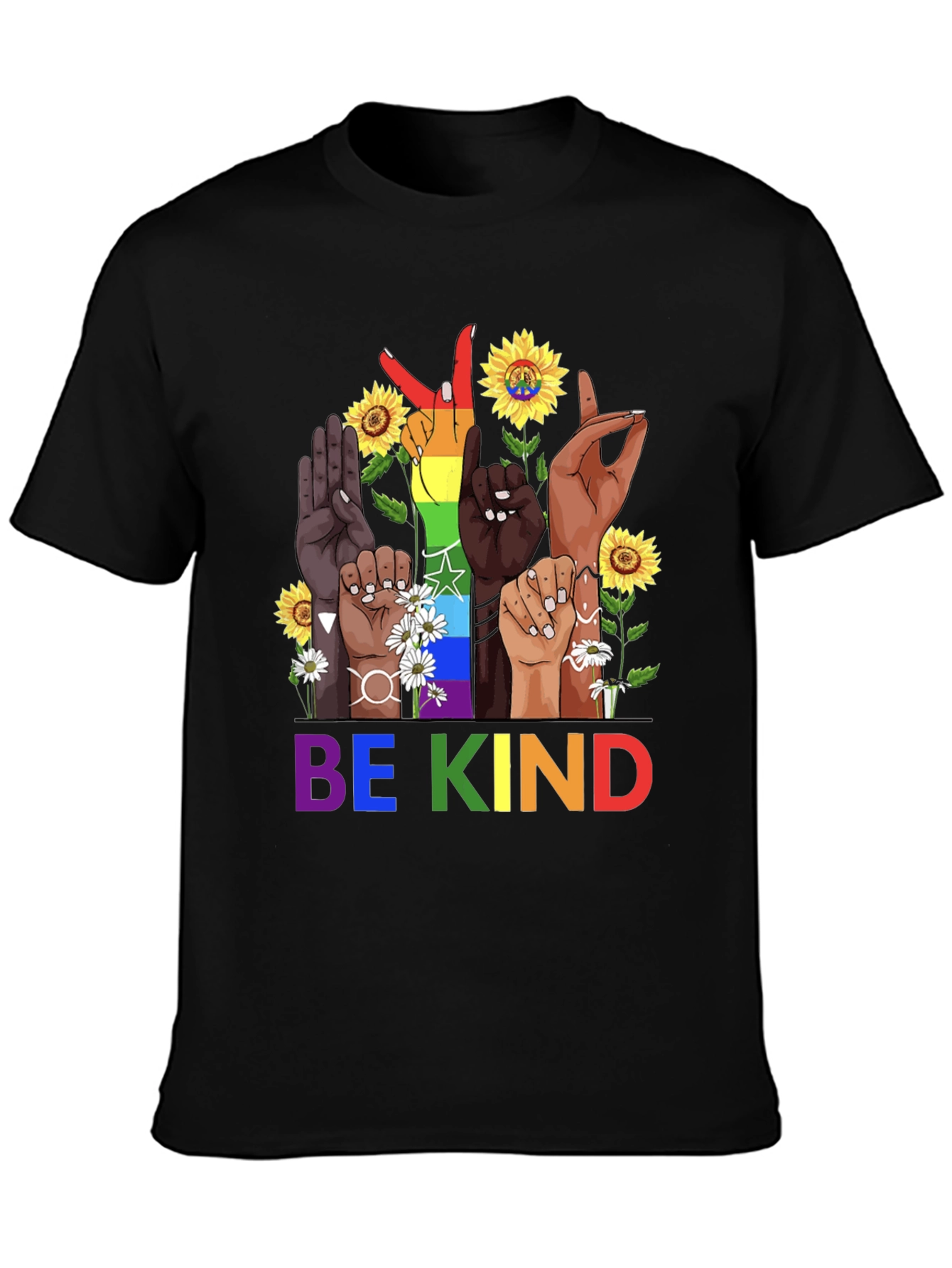 Black Be Kind Diversity Hands Graphic Tee - Unisex view 3