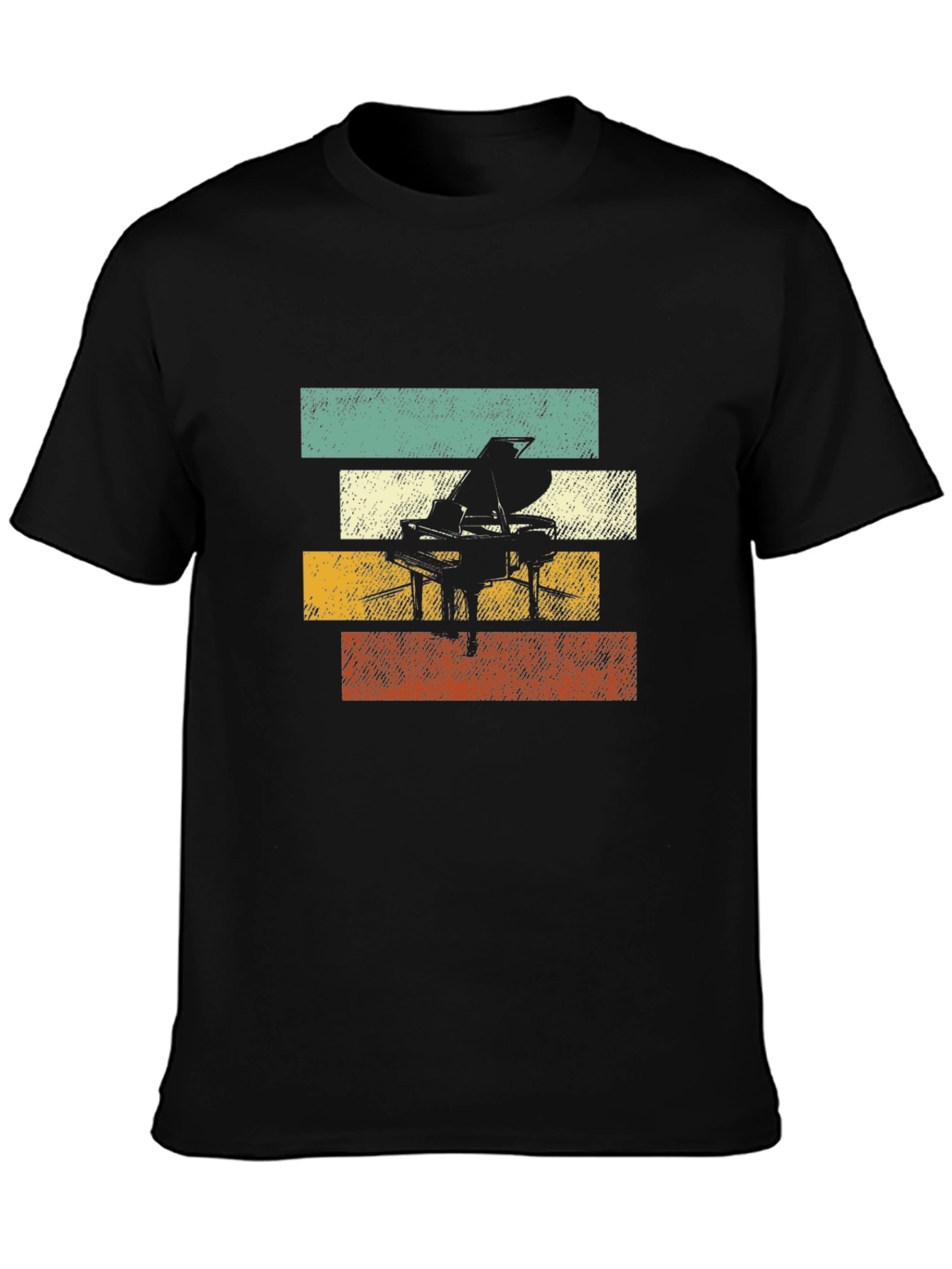 Black Retro Piano T-Shirt: Vintage Style Music Tee view 3