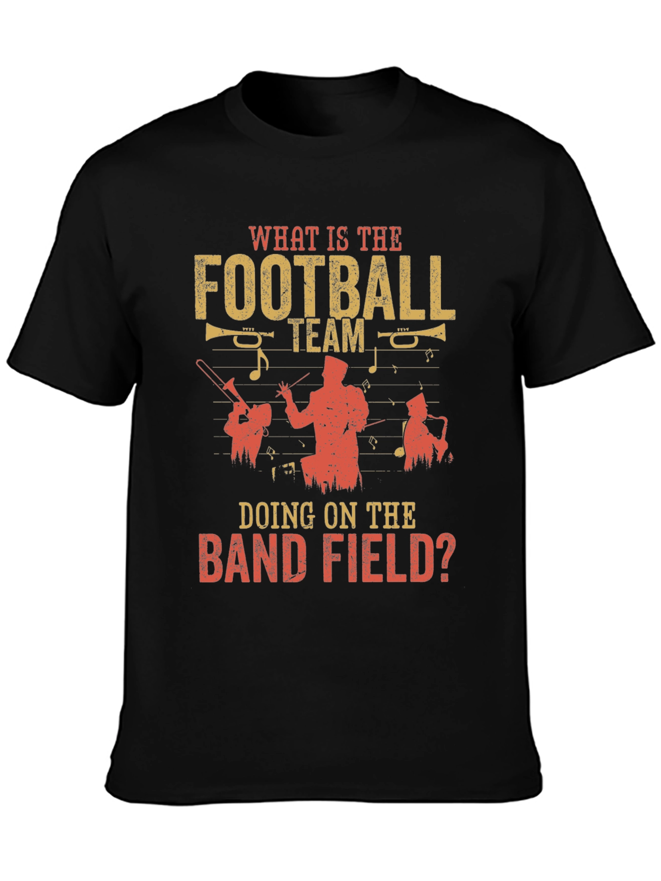 Black Football Team on Band Field Graphic T-Shirt view 3