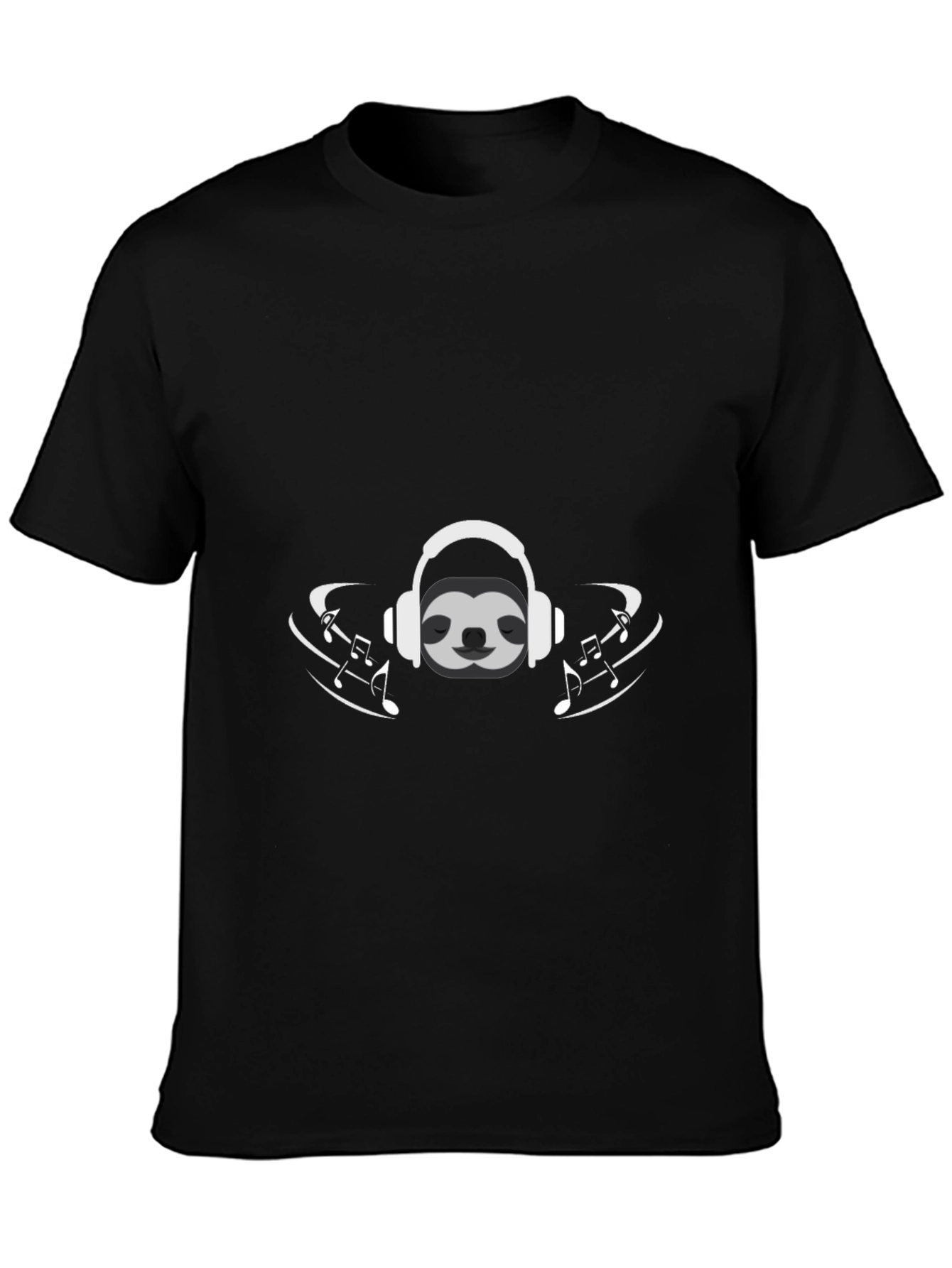 Black Sloth Music Lover Graphic Tee - Black T-Shirt view 3