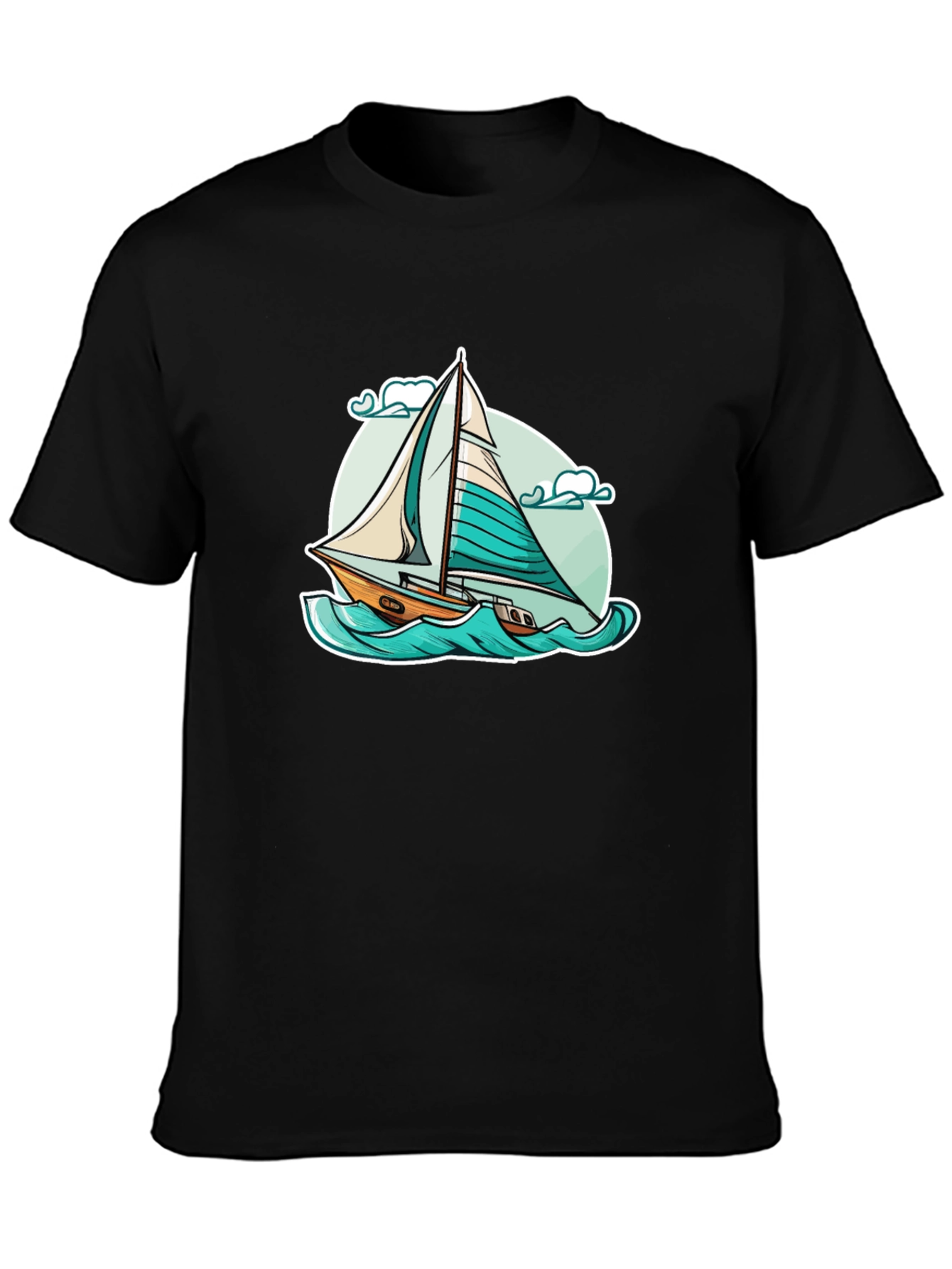 Black Sailboat Graphic T-Shirt - Black view 3