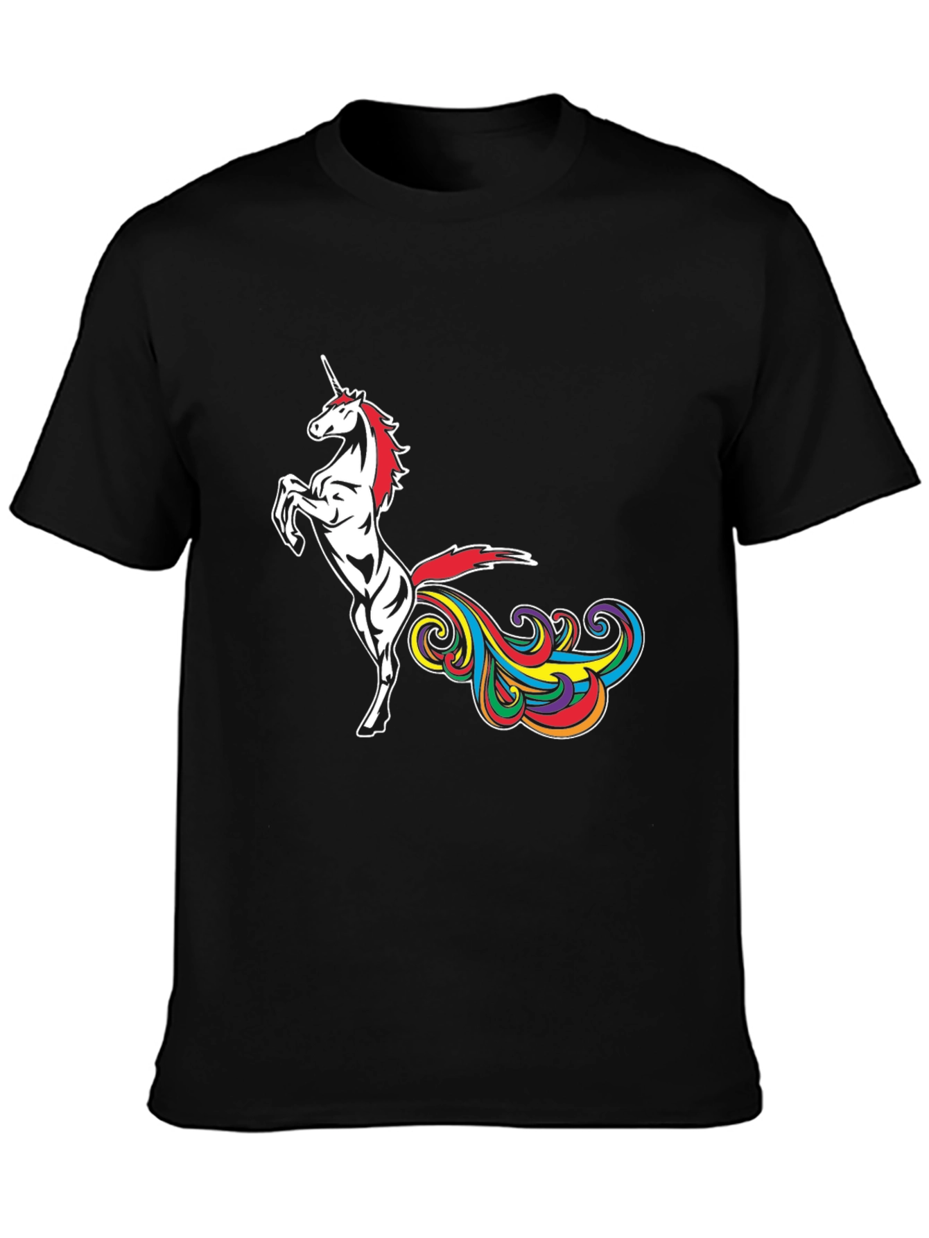 Black Unicorn Rainbow Funny Tee view 3