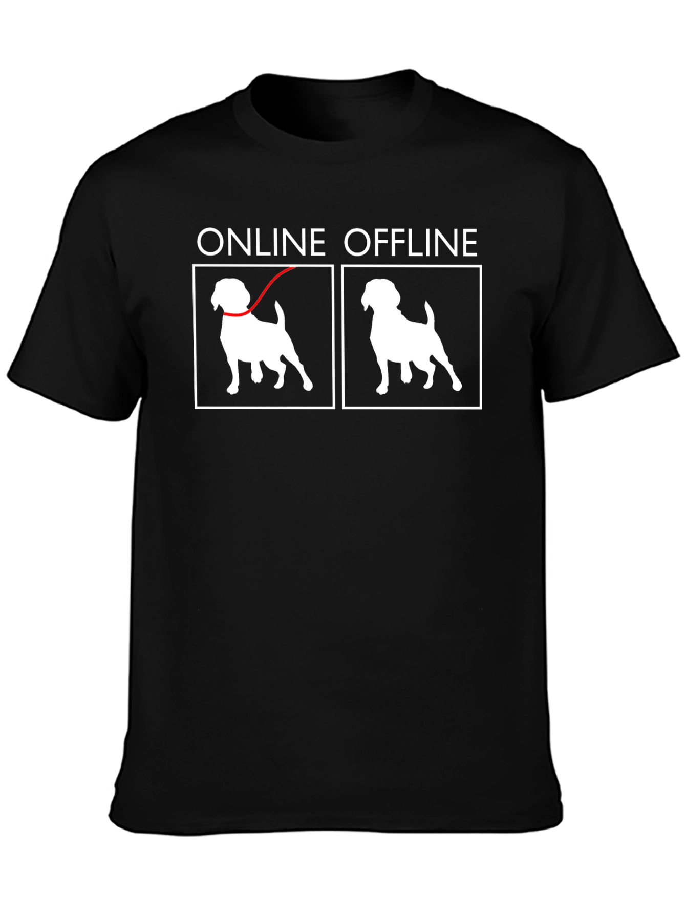 Black Online Offline Dog T-Shirt view 3