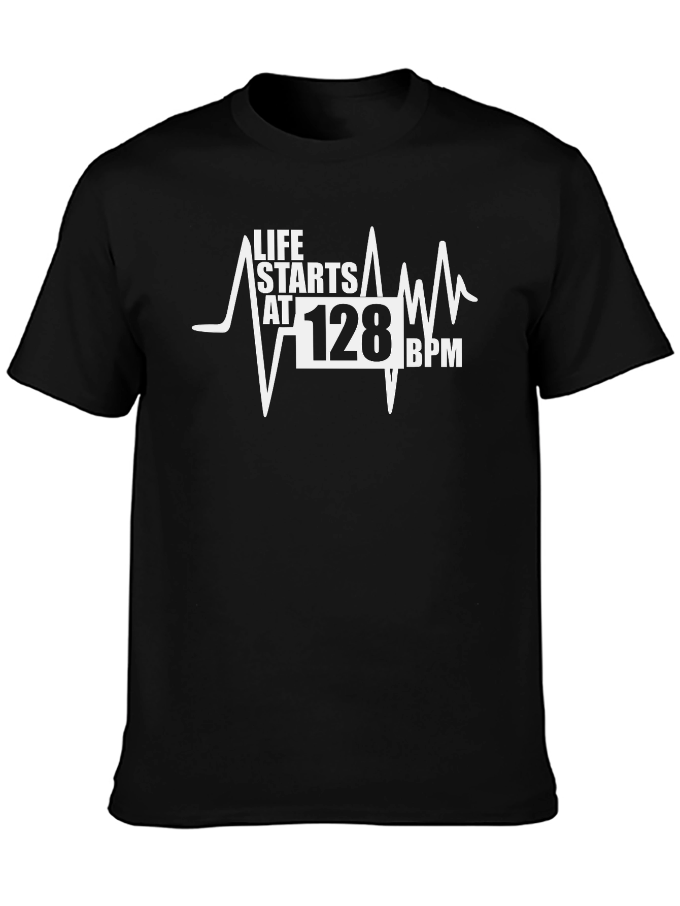 Black Life Starts at 128 BPM Graphic T-Shirt view 3