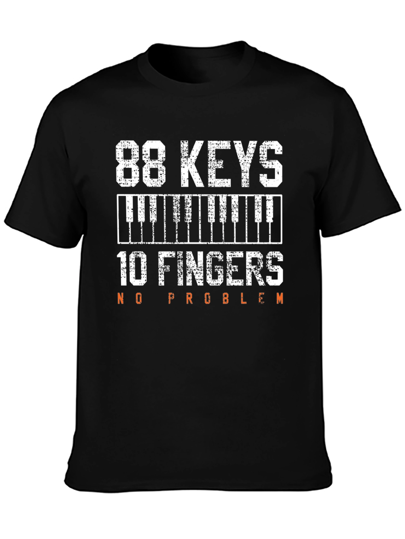 Black 88 Keys 10 Fingers No Problem Piano T-Shirt view 3