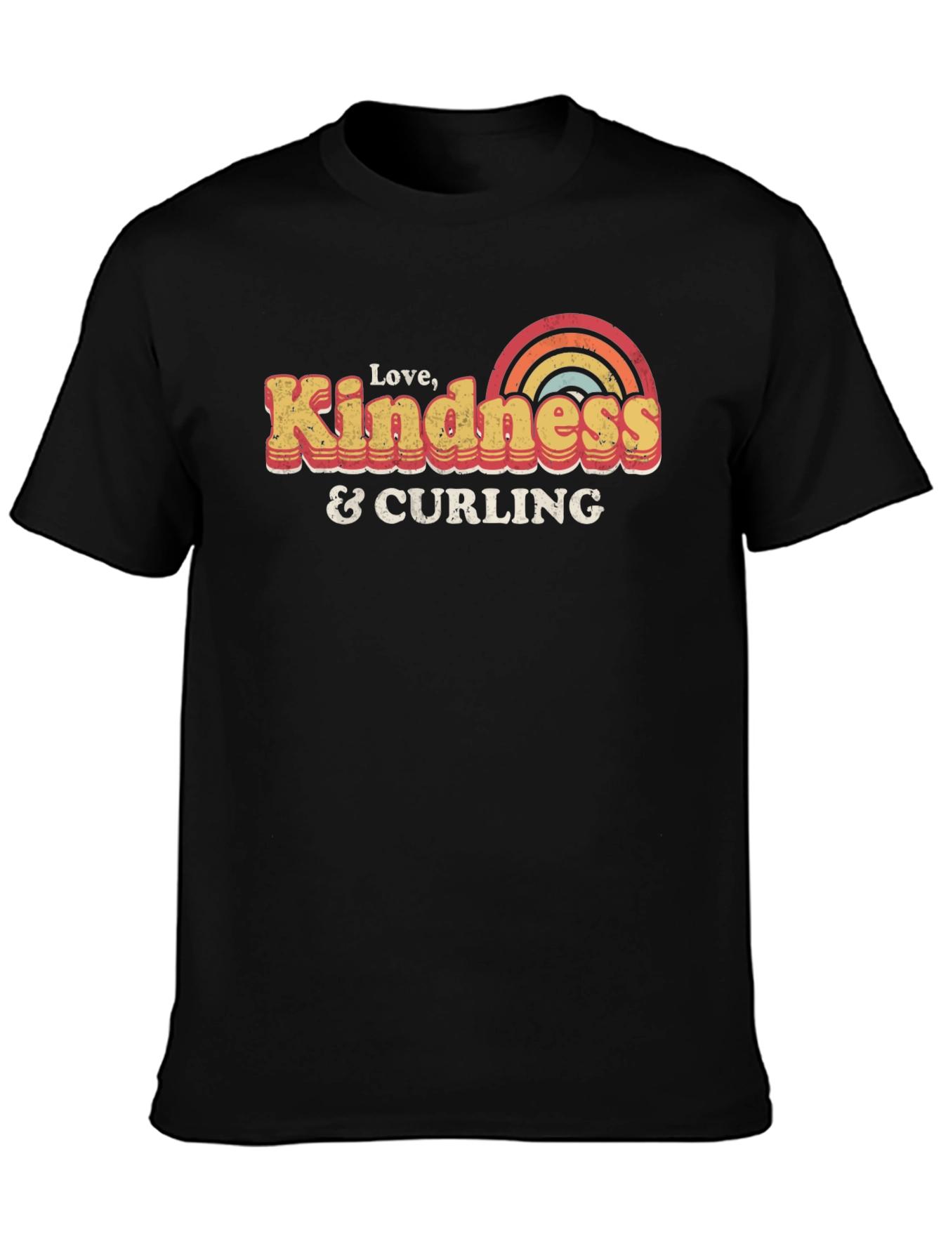 Black Love Kindness Curling T-Shirt Retro Design view 3