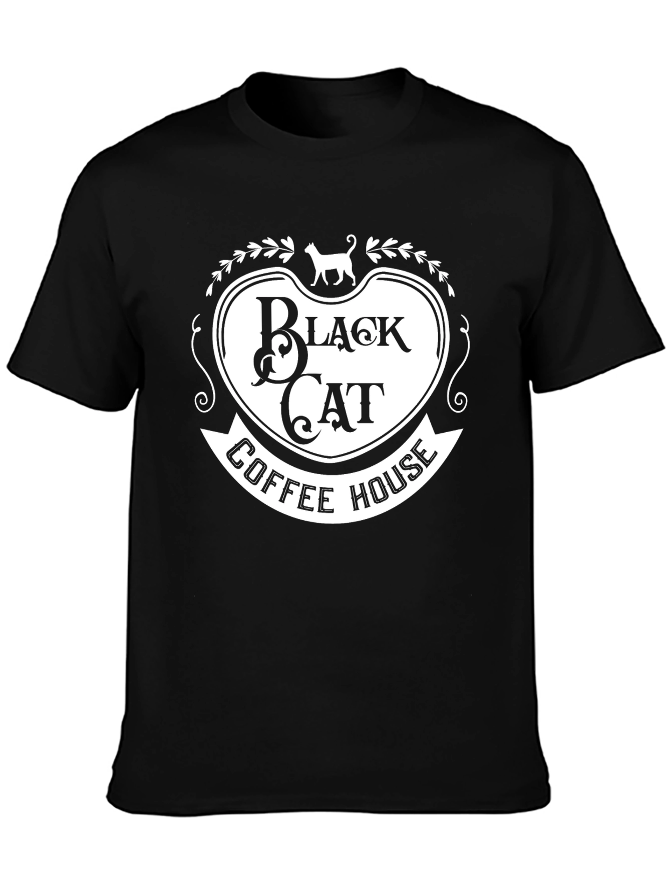 Black Black Cat Coffee House Graphic Tee view 3
