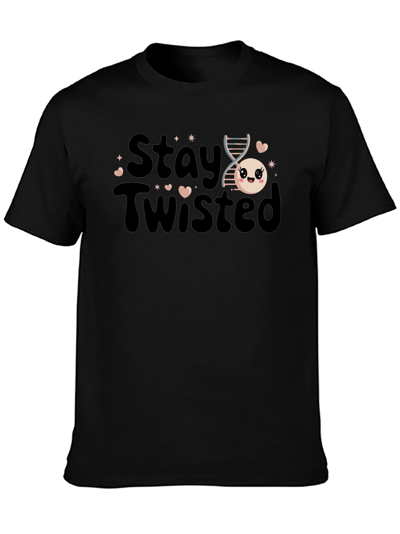 Black Stay Twisted DNA T-Shirt Funny Science Tee view 3