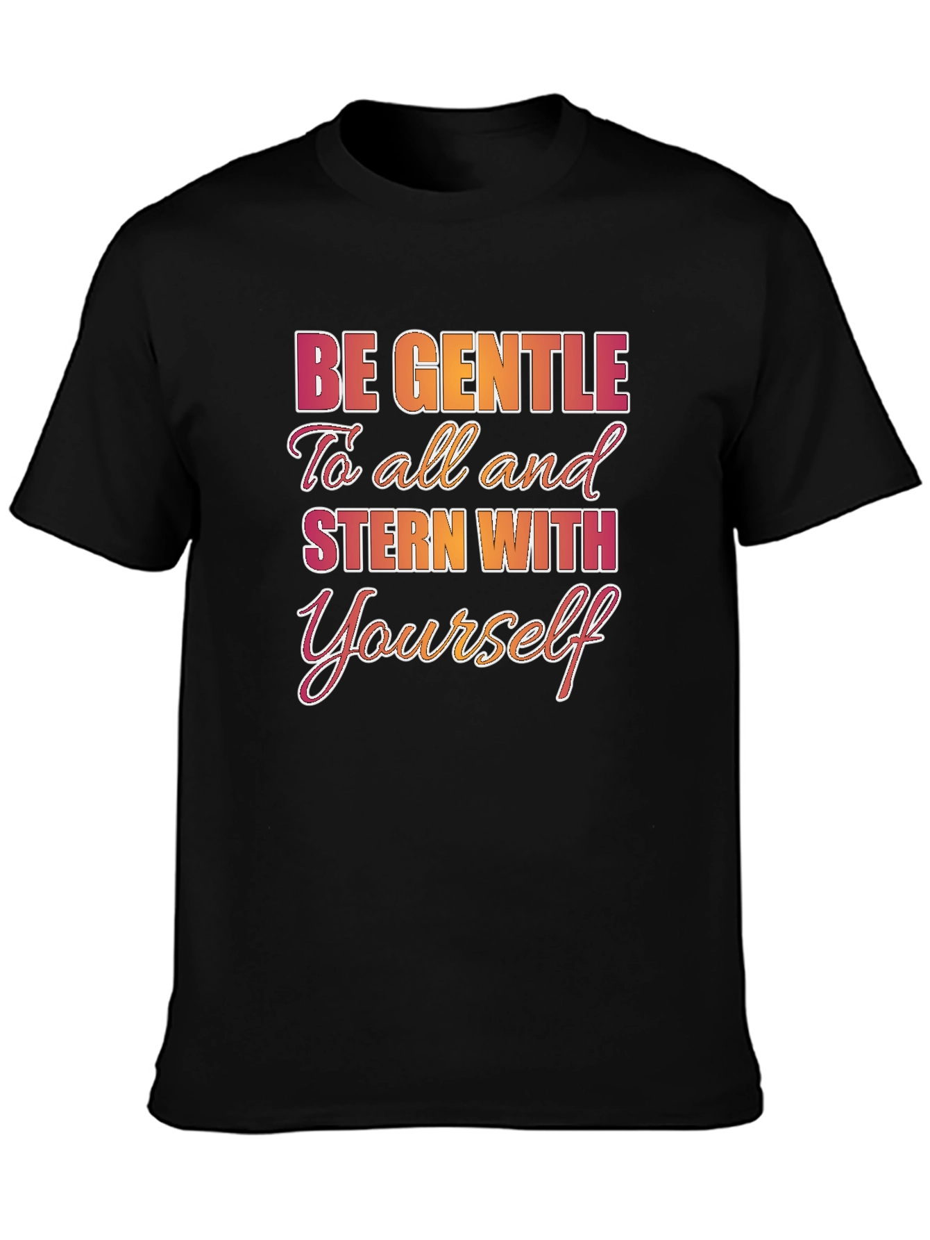 Black Be Gentle To All Graphic T-Shirt view 3