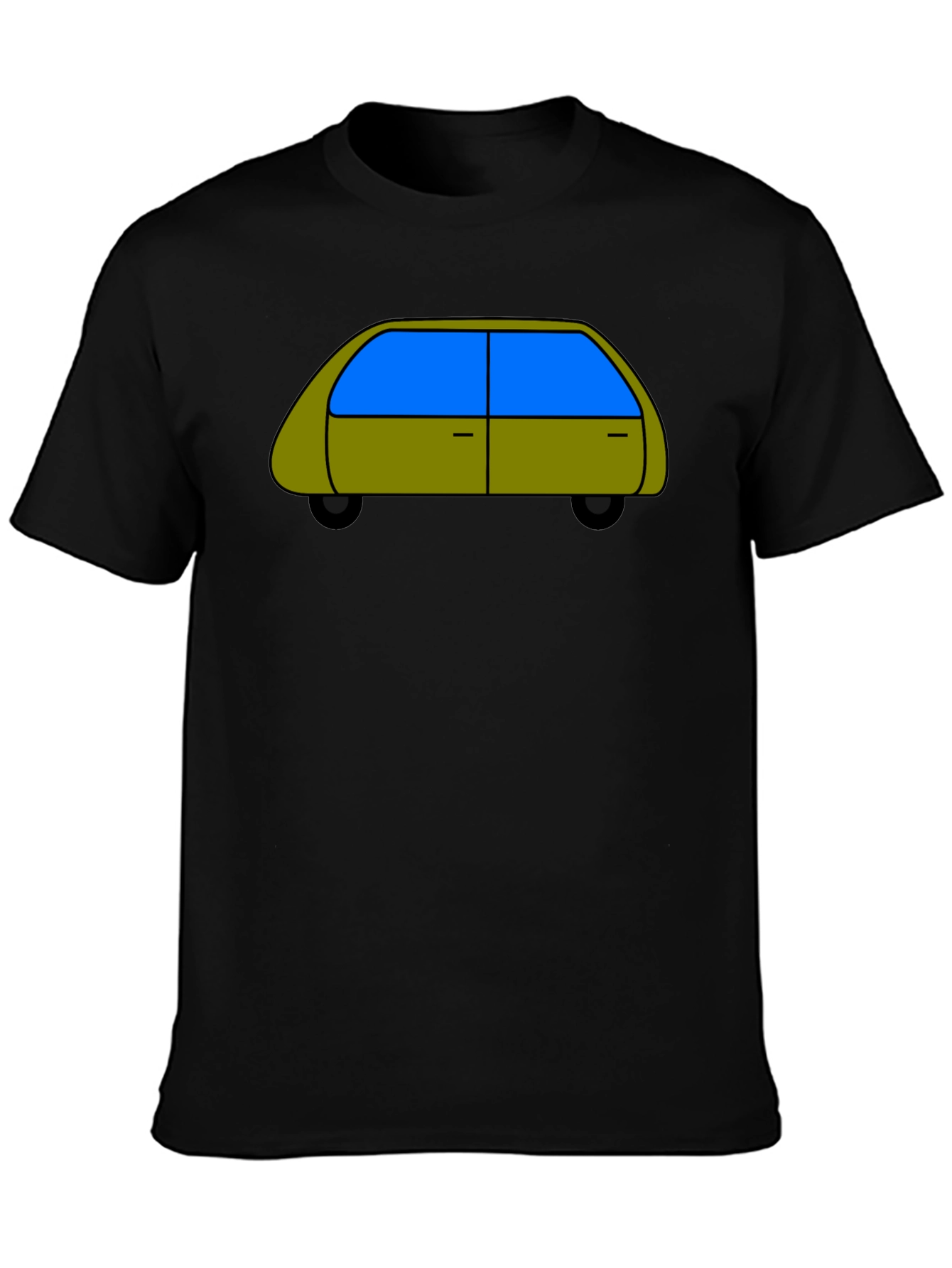 Black Cartoon Car Graphic Tee - Black Cotton T-Shirt view 3