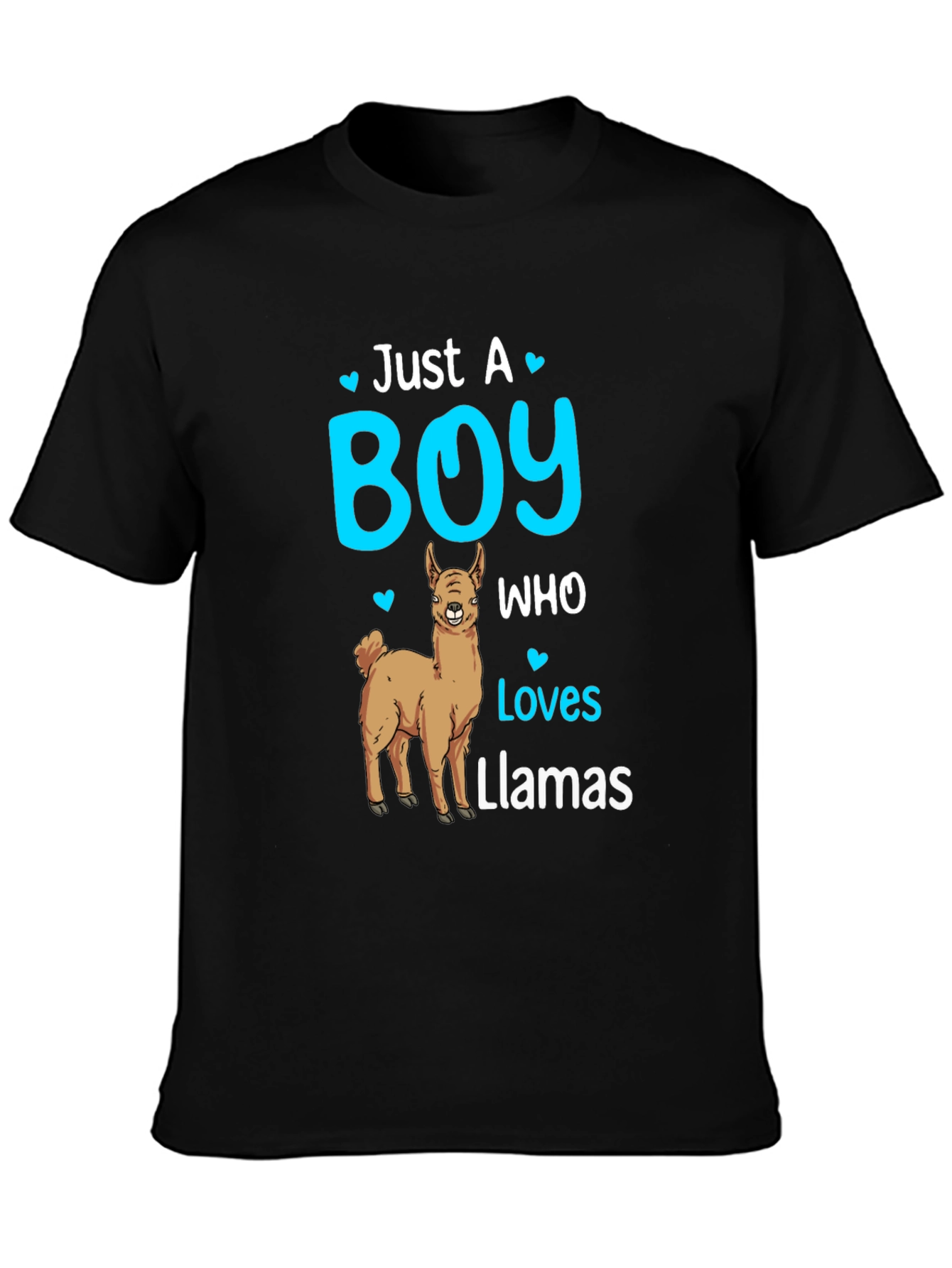 Black Boy Who Loves Llamas T-Shirt - Cute Animal Lover Tee view 3