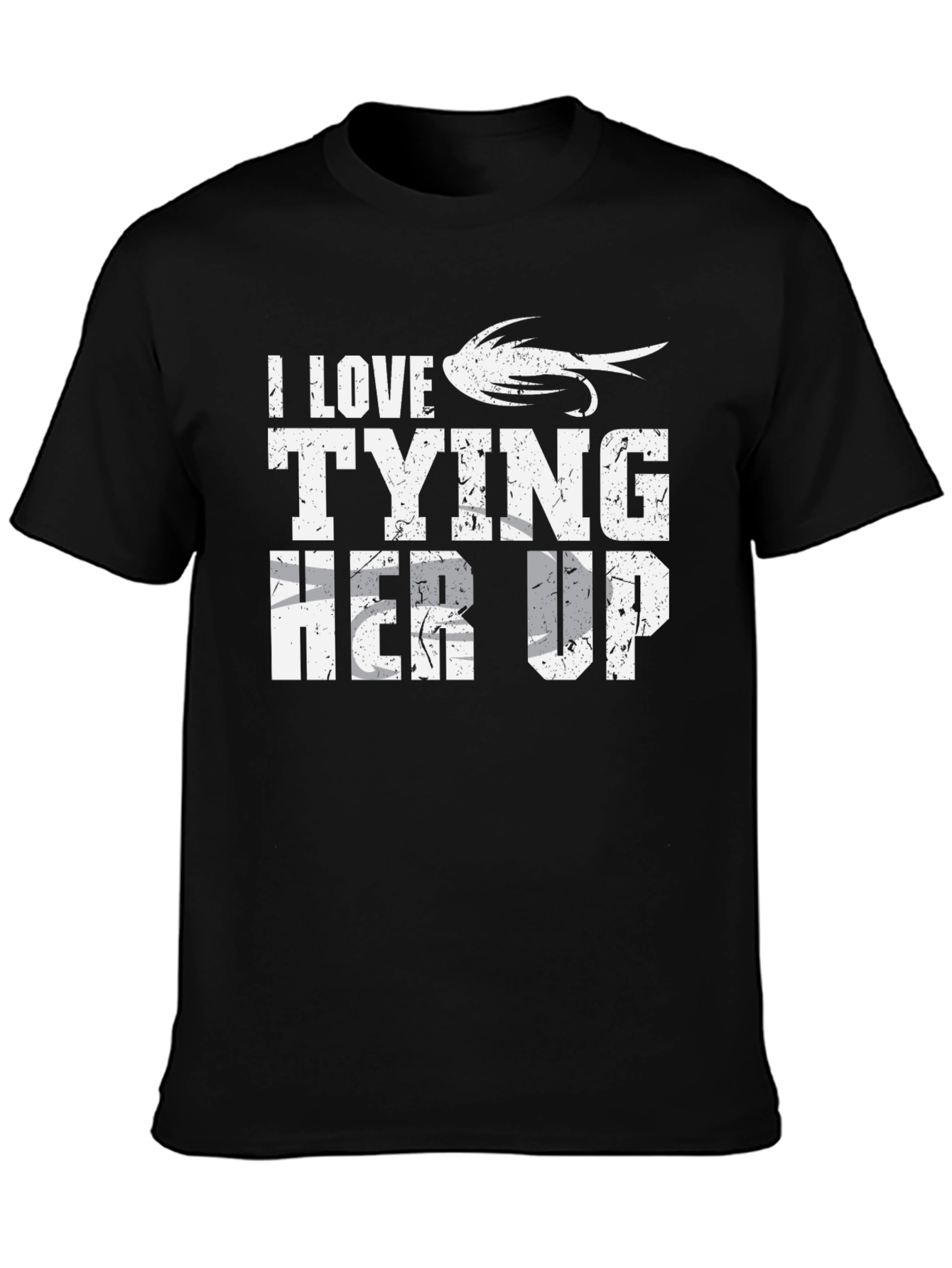 Black I Love Tying Her Up Funny Fishing T-Shirt view 3